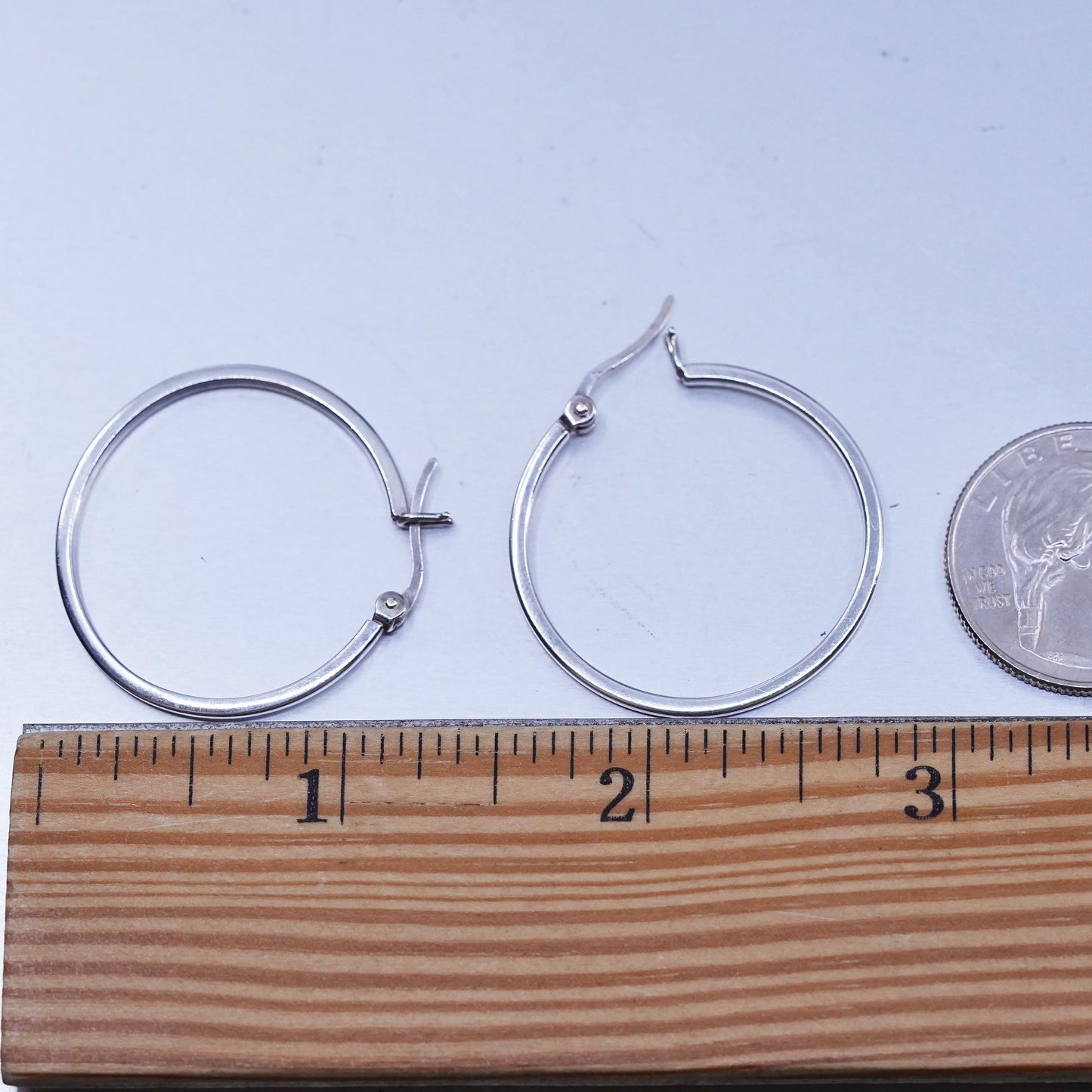 1.25", Vintage Italian 925 Sterling Silver Hoops Earrings, 925 silver huggie