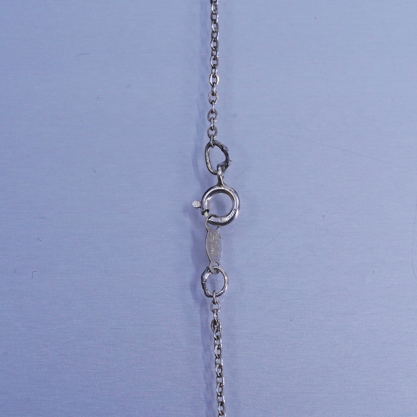 15” 1mm, vintage Italy Sterling 925 silver circle chain necklace