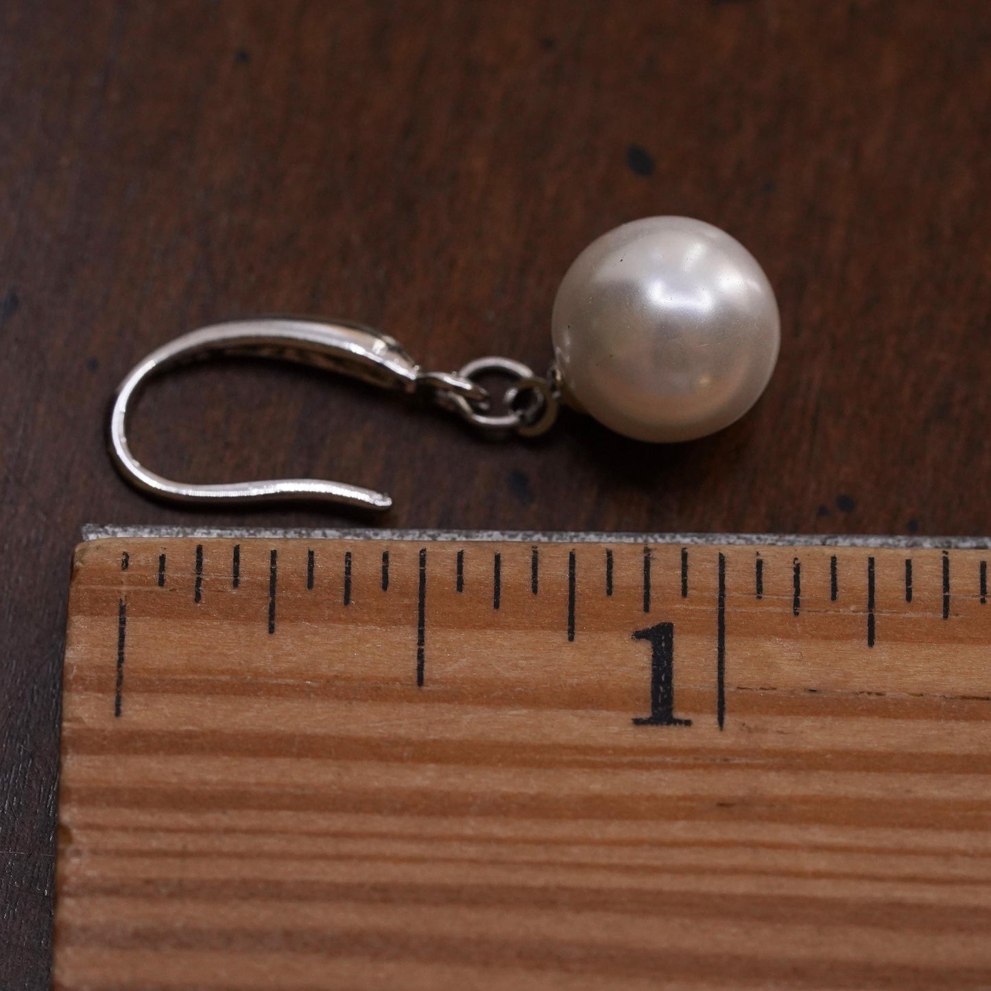 Vintage sterling silver 925 handmade single earring with white freshwater pearl