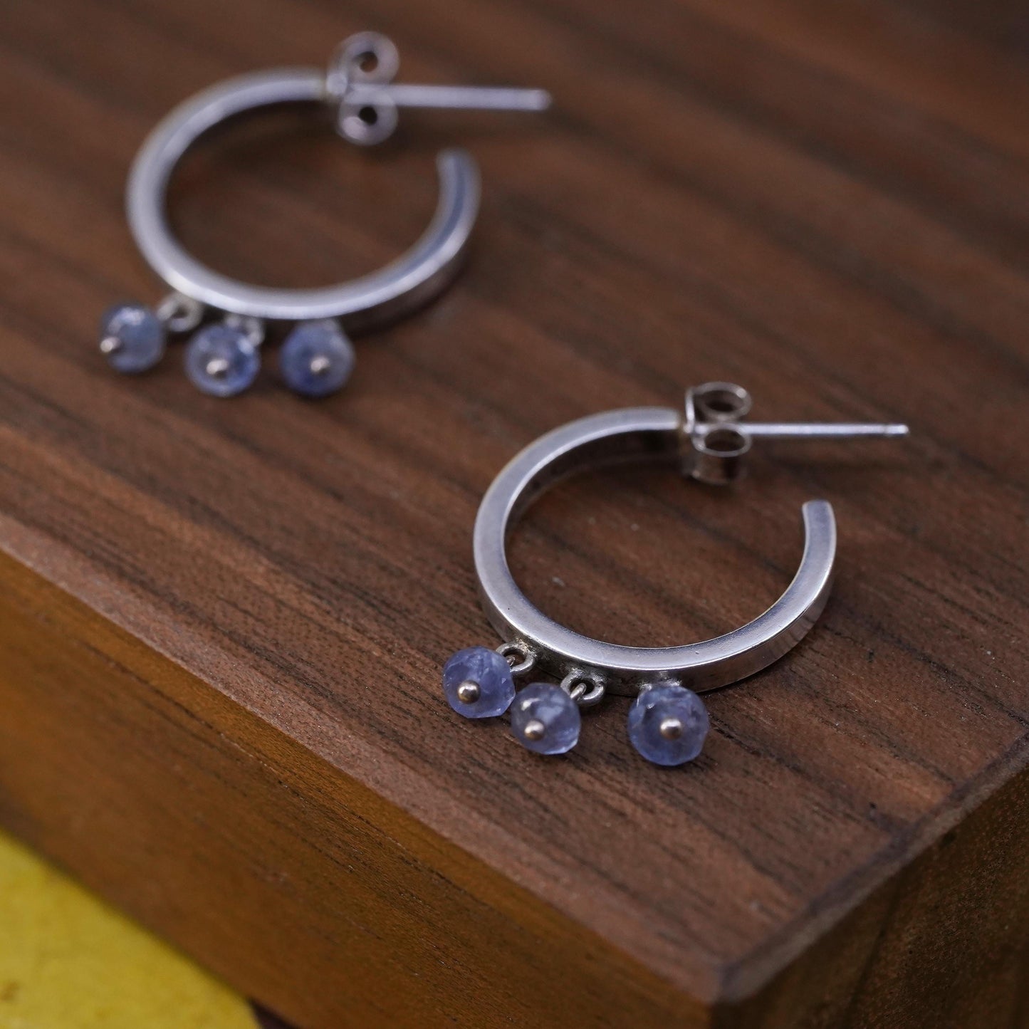 0.5", Canadian Sterling silver earrings, 925 huggie hoop studs topaz beads