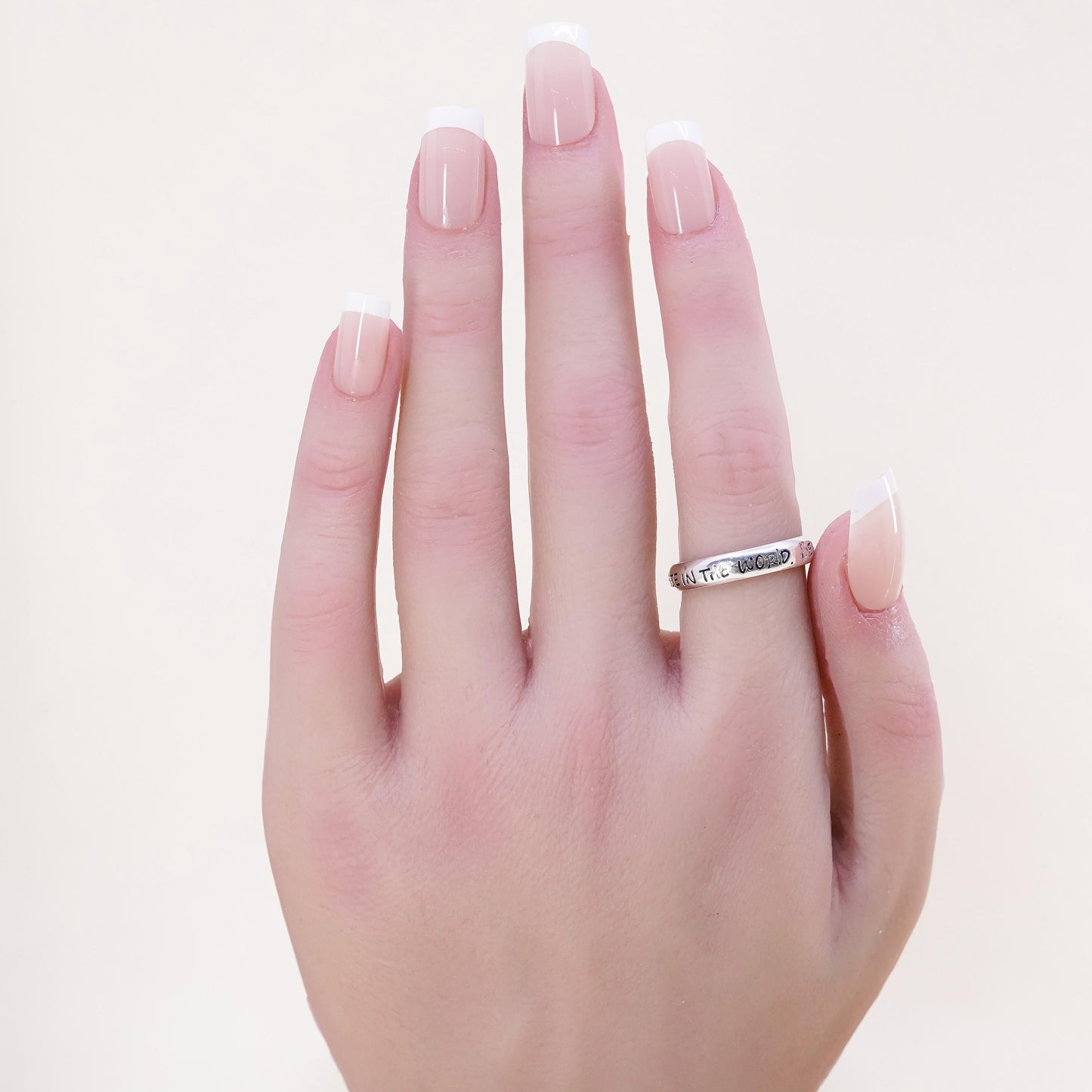 Size 8, sterling silver ring, 925 quote band, "you wish to see world be change"