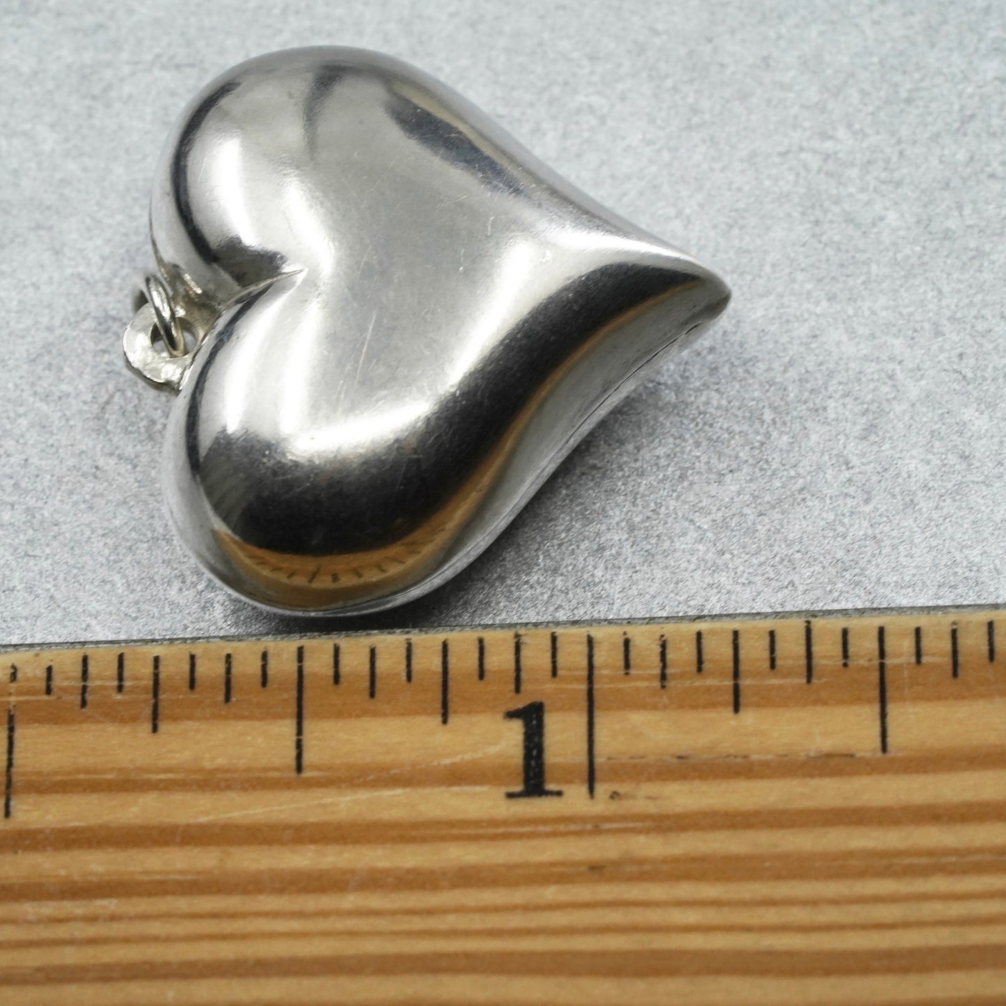 Vintage sterling 925 silver handmade puffy heart pendant