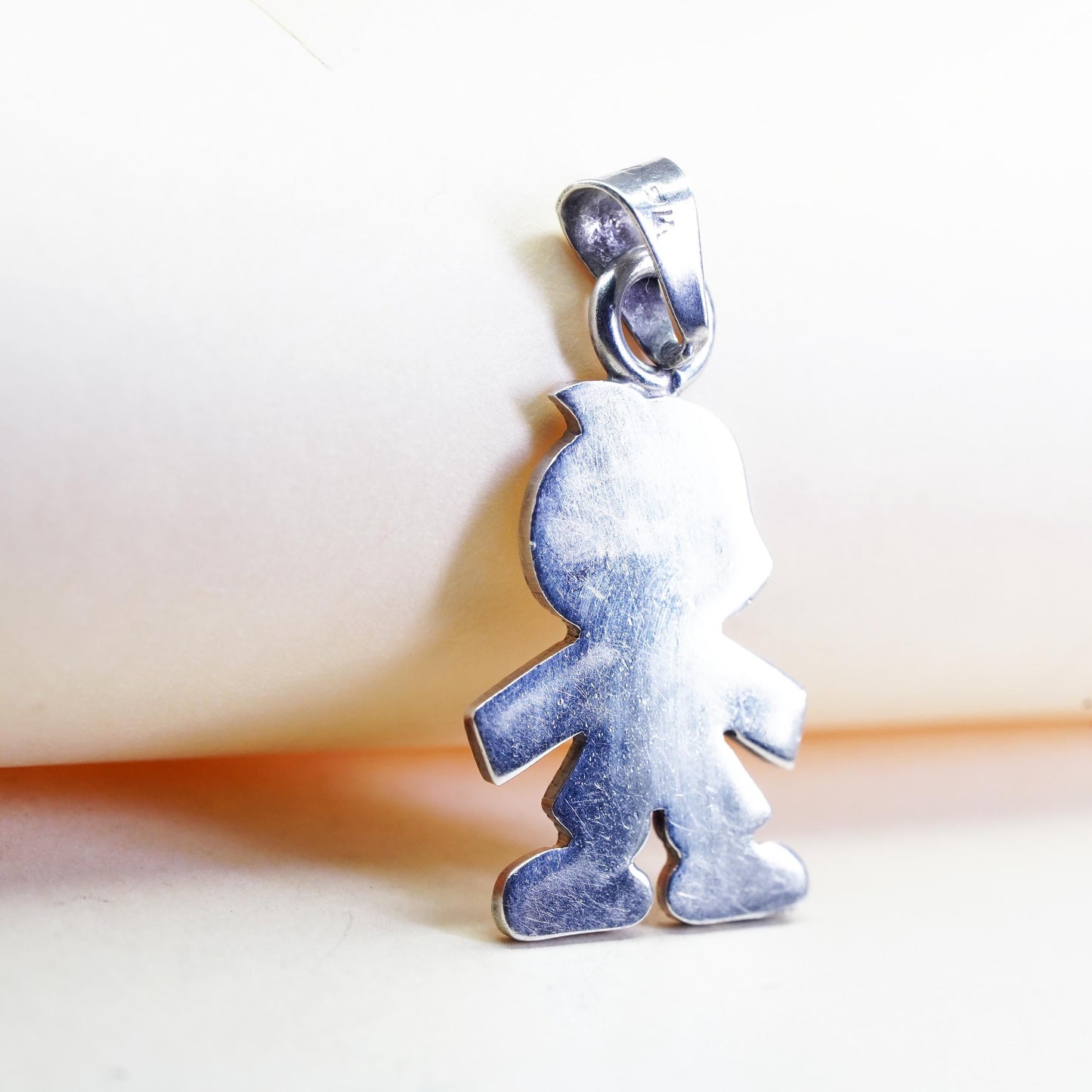 Vintage sterling silver handmade pendant, 925 boy figure pendant