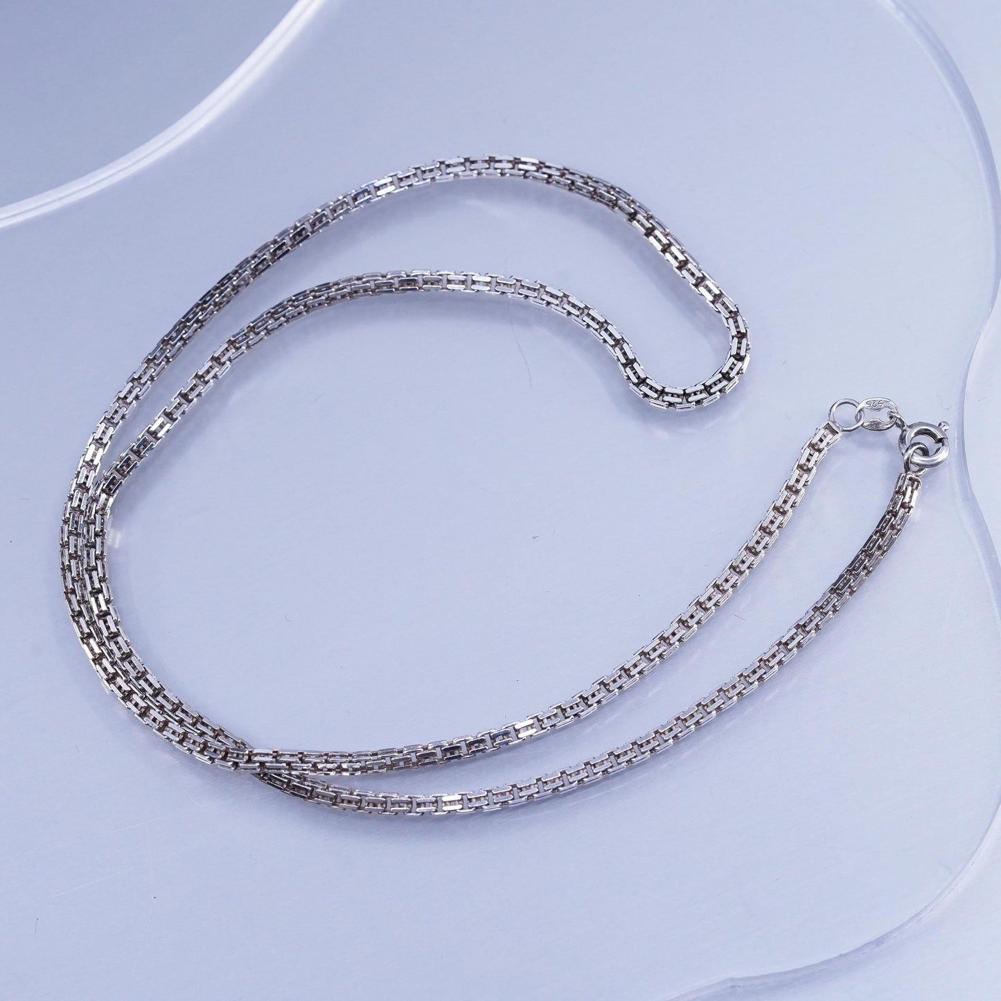 18” 3mm, vintage Sterling 925 silver bold square snake chain necklace