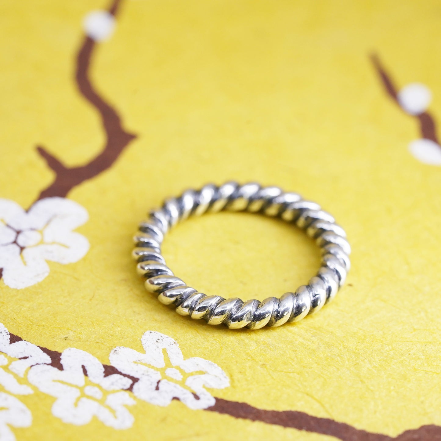Size 6, vintage Sterling silver handmade ring, Mexican 925 cable band