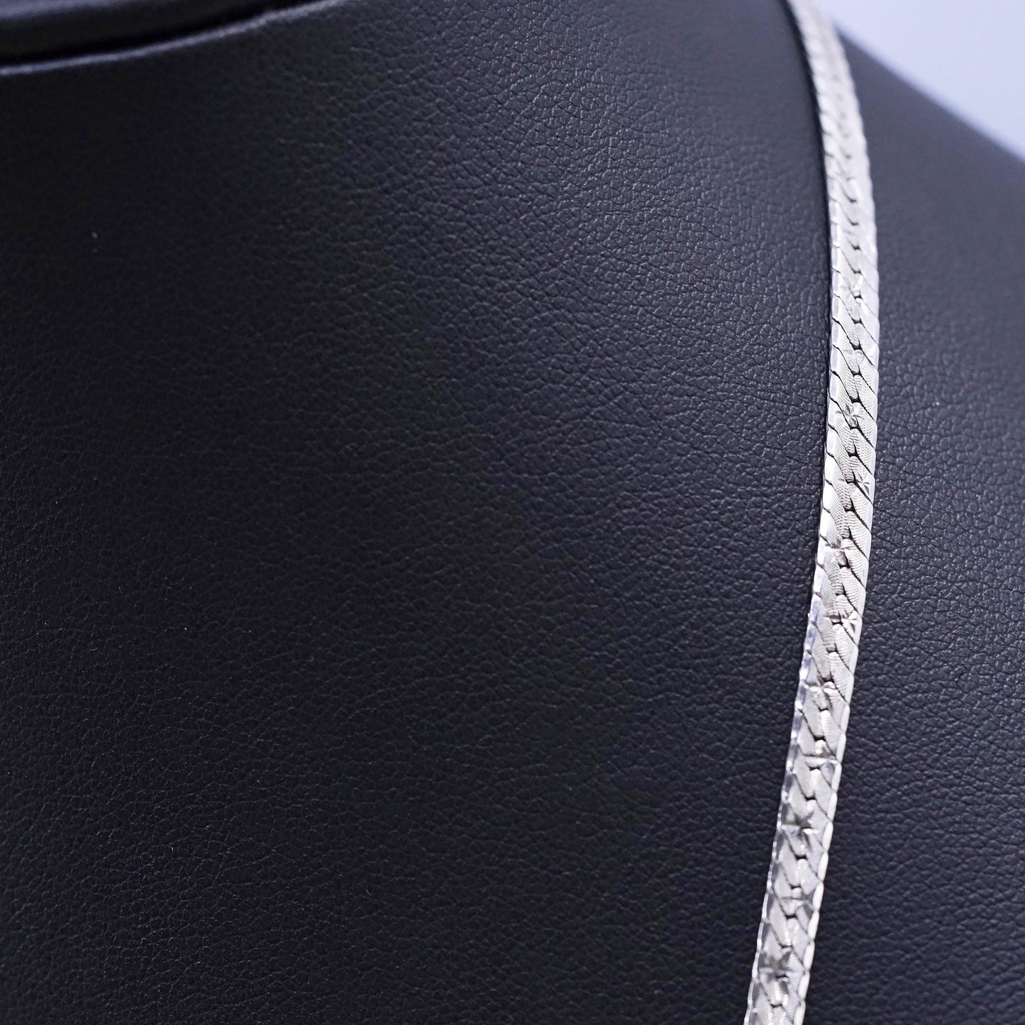 22", 4mm, vintage Sterling silver handmade necklace, 925 herringbone chain