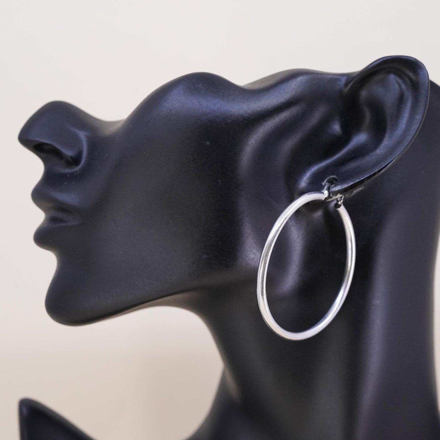 1.75", Vintage sterling silver loop single earring, thin hoop