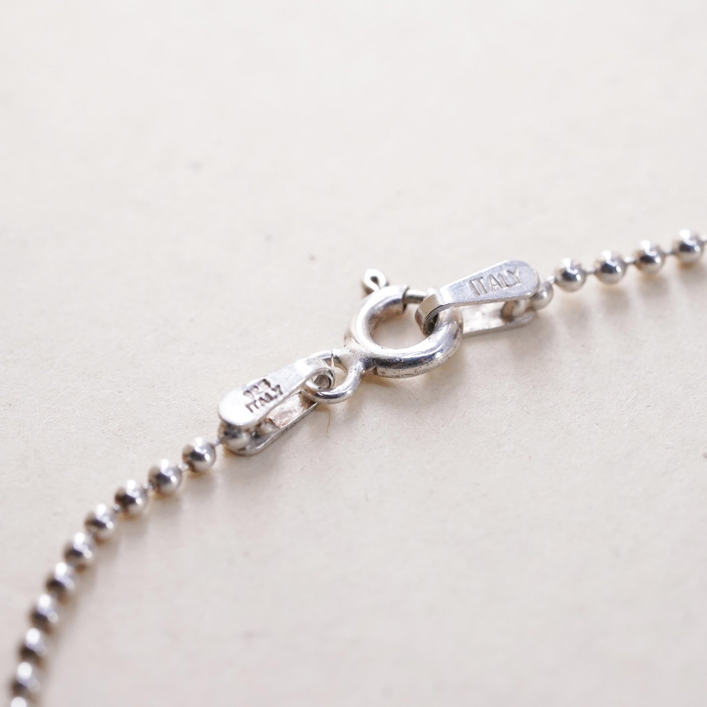 6.75”, 1mm, Vintage sterling silver bracelet, 925 bead chain