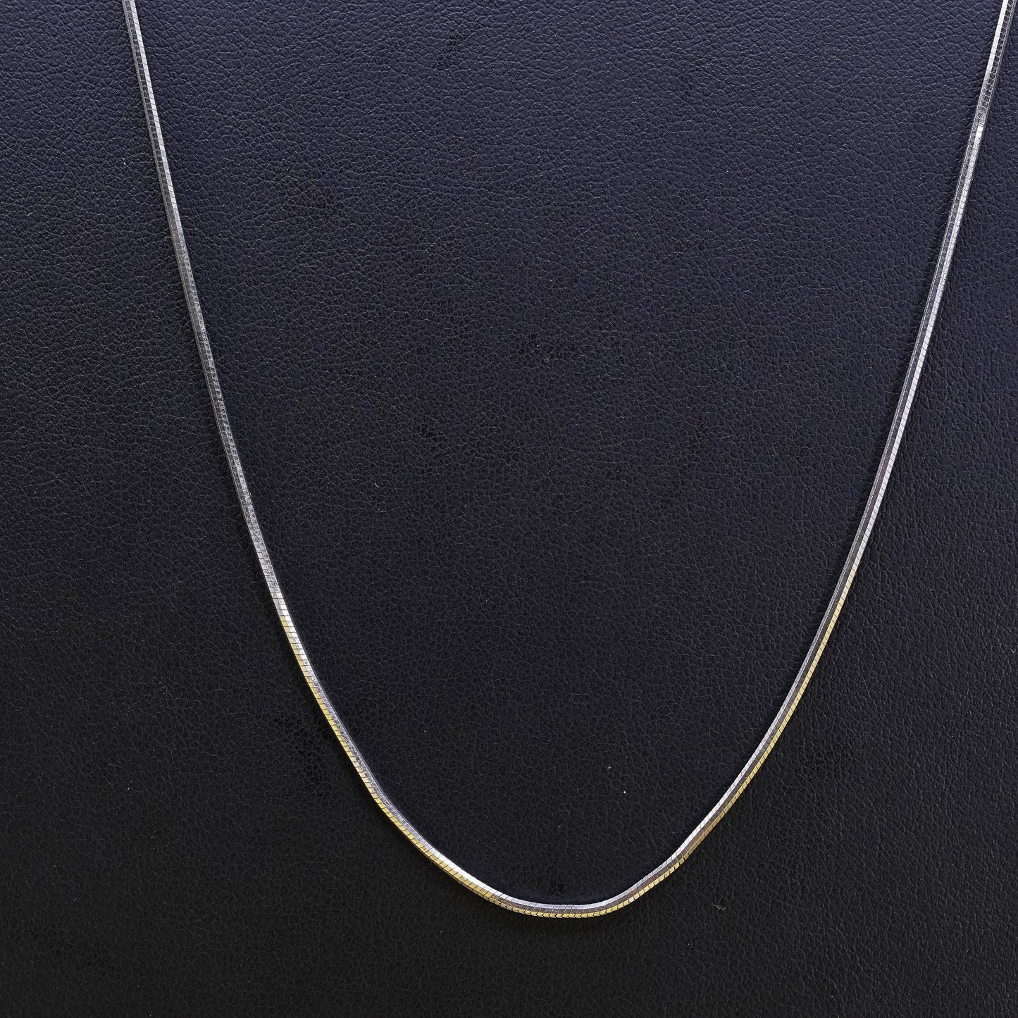 24" 1mm, vintage Sterling silver necklace, Italy 925 square snake chain