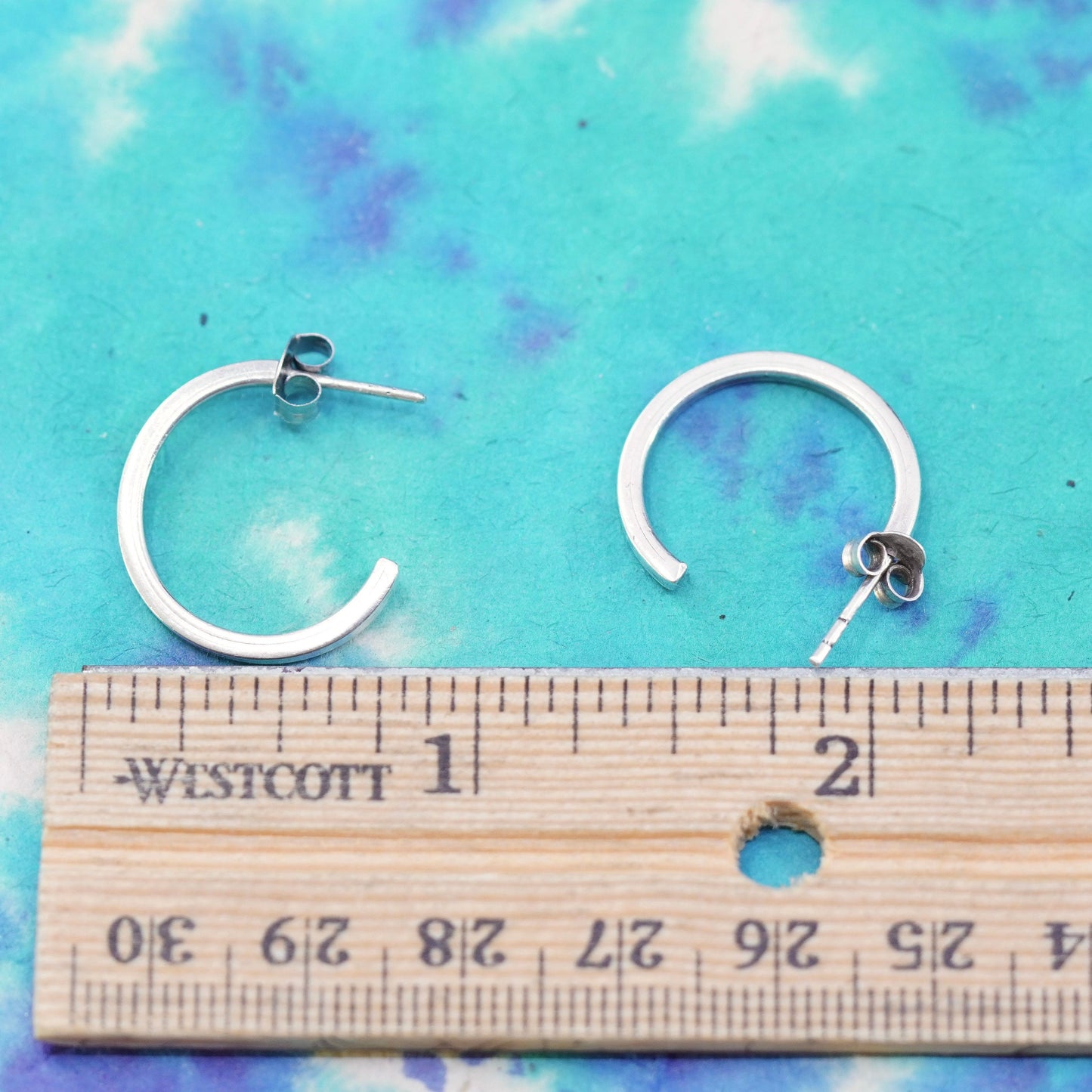 0.75”, vintage Sterling silver hoop earrings, 925 huggie studs