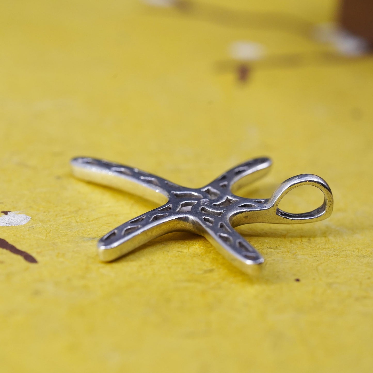 Vintage sterling silver handmade pendant, 925 star, starfish, unique