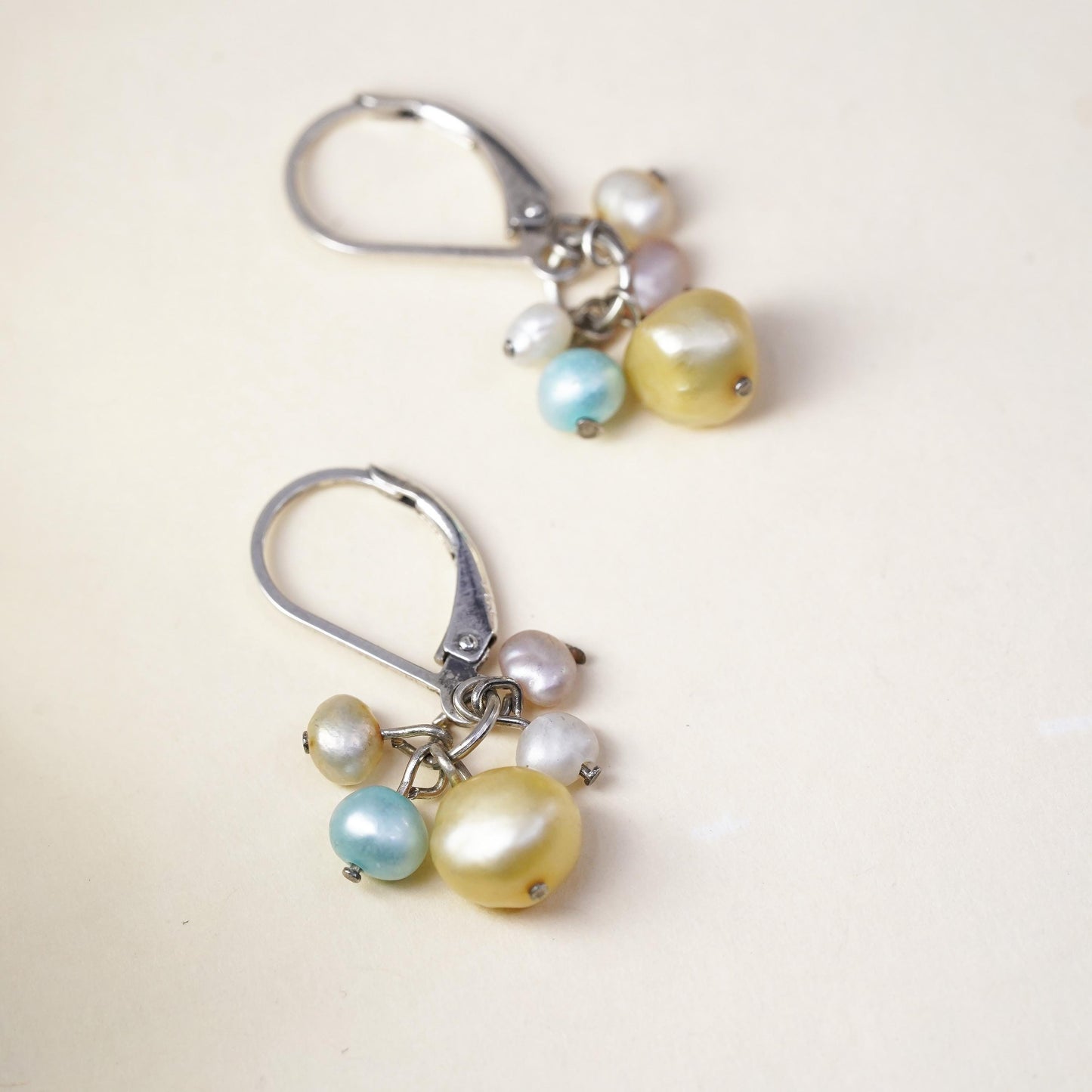 Vintage Sterling 925 silver handmade earrings with freshwater pearls