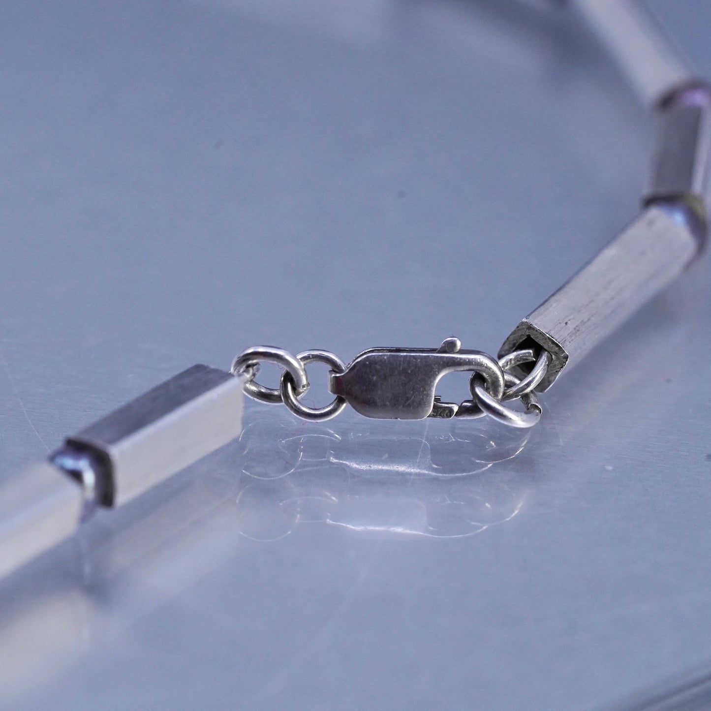 16" 4mm, vintage Sterling 925 silver handmade bold tube chain necklace