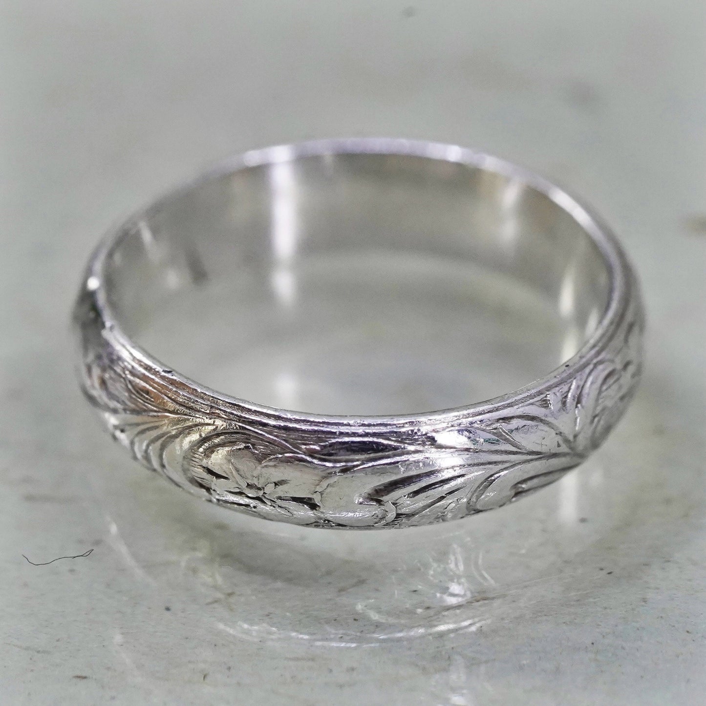 Size 5, southwestern Sterling silver handmade ring, 925 textured band