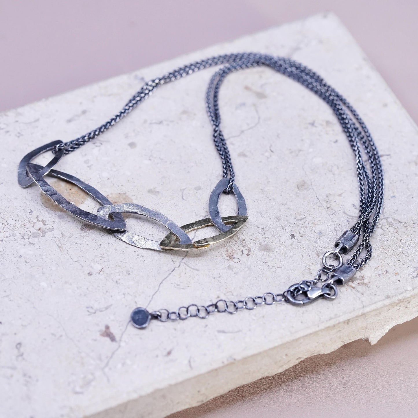 16+2", Silpada Sterling Silver 925 double strands wheat necklace leafy pendant