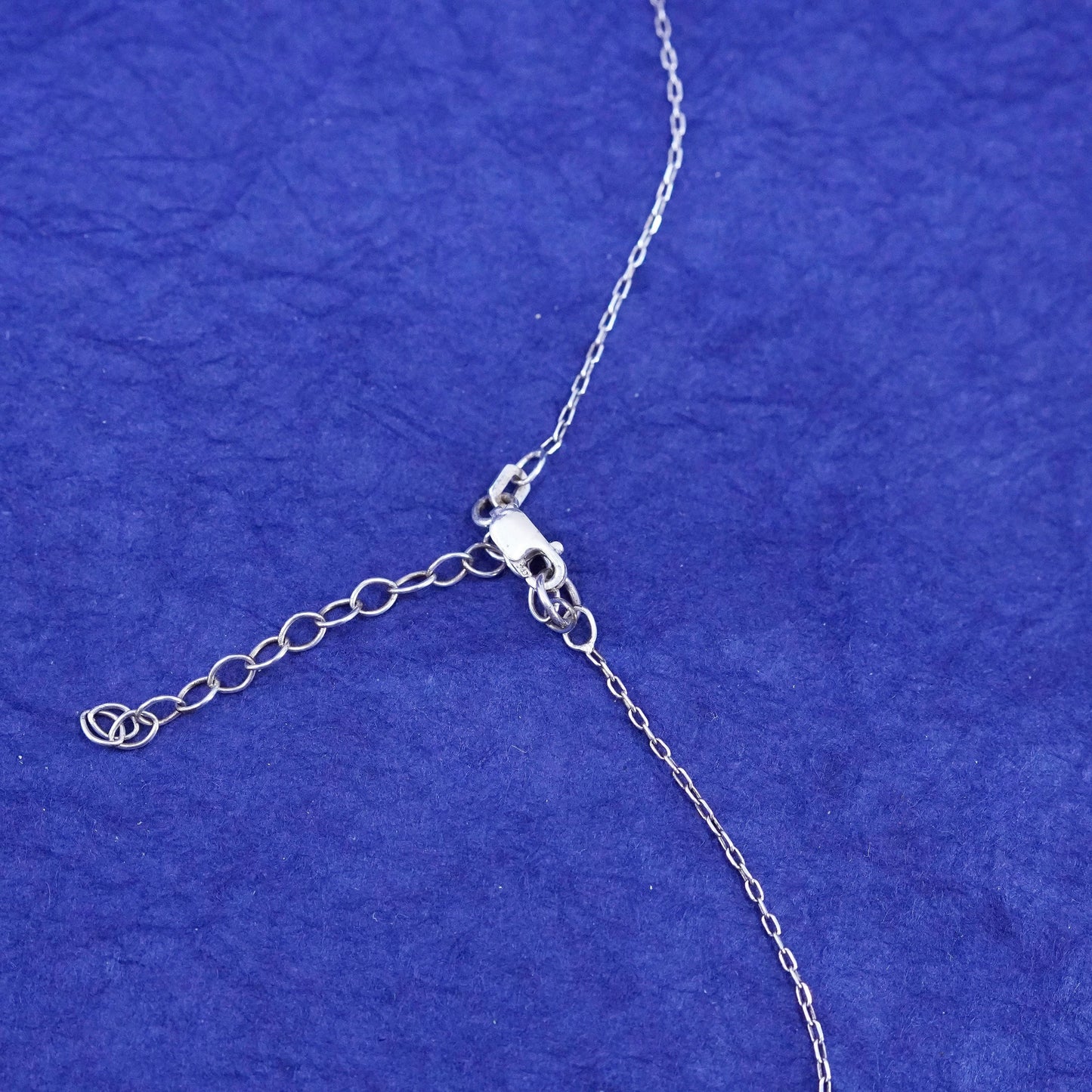 16+2”, Italian Sterling silver necklace, 925 chain glittering circle pendant