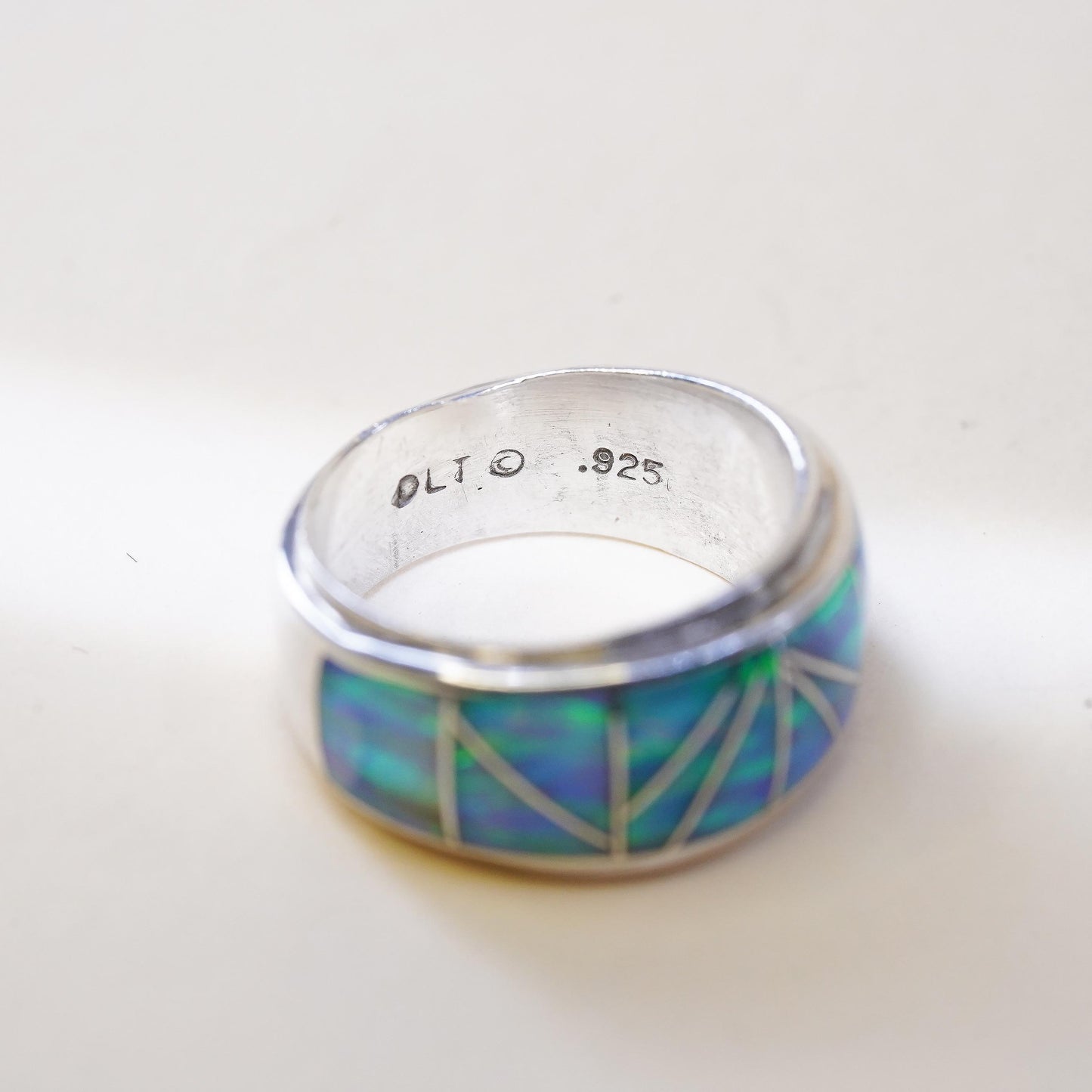 Size 4.5, VTG Native Americans Lee Thompson Sterling silver ring, 925 fire opal