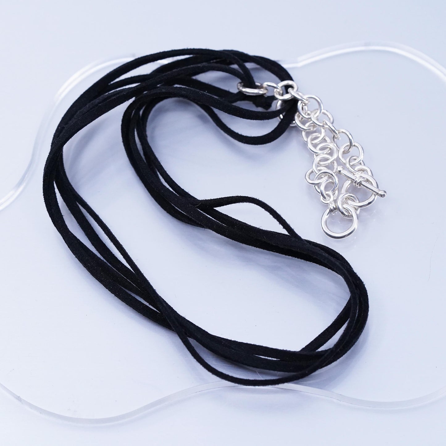 20”, Silpada N1107 Sterling 925 Silver Black Leather Multi Strand Necklace