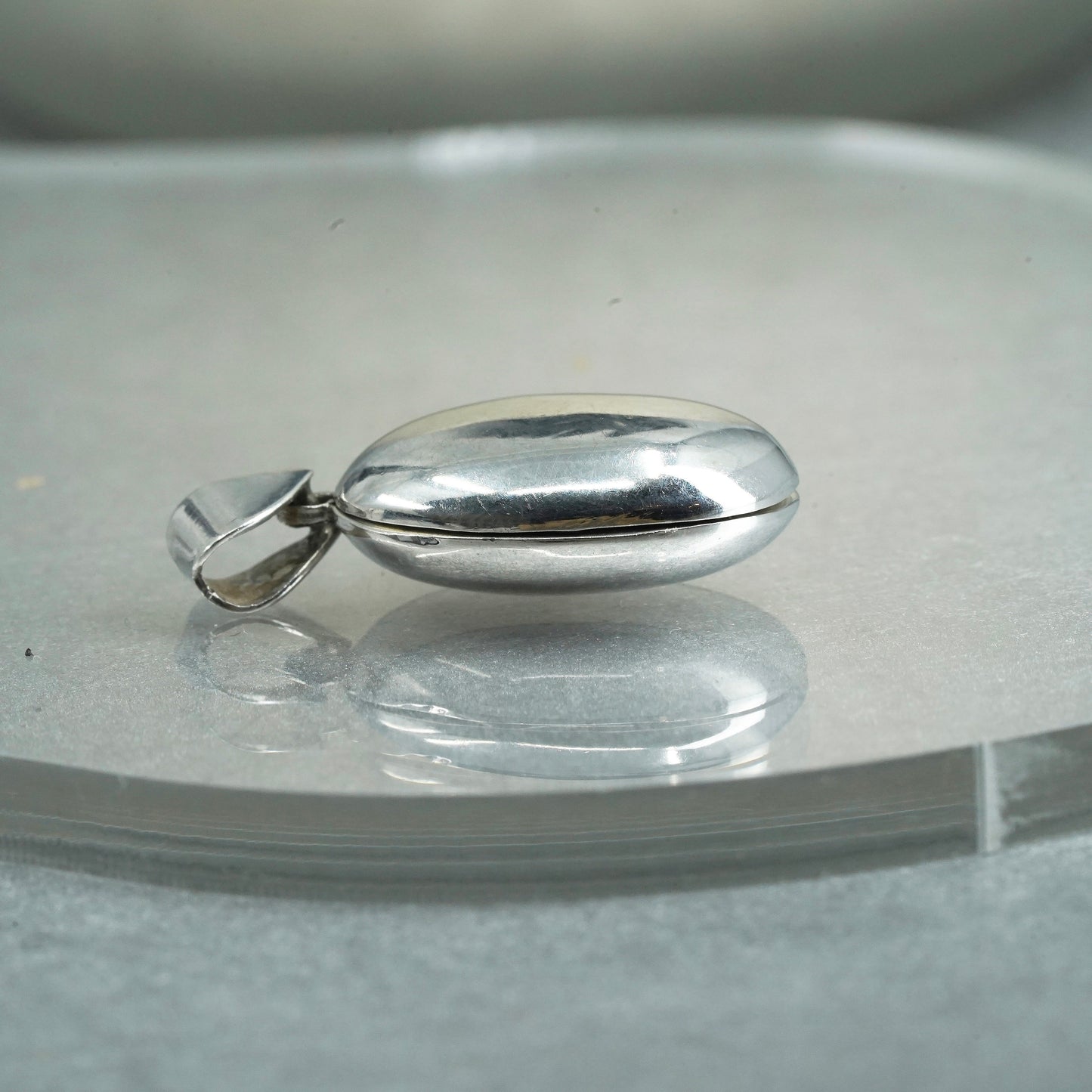 Vintage Sterling silver pendant charm, 925 oval two photos locket