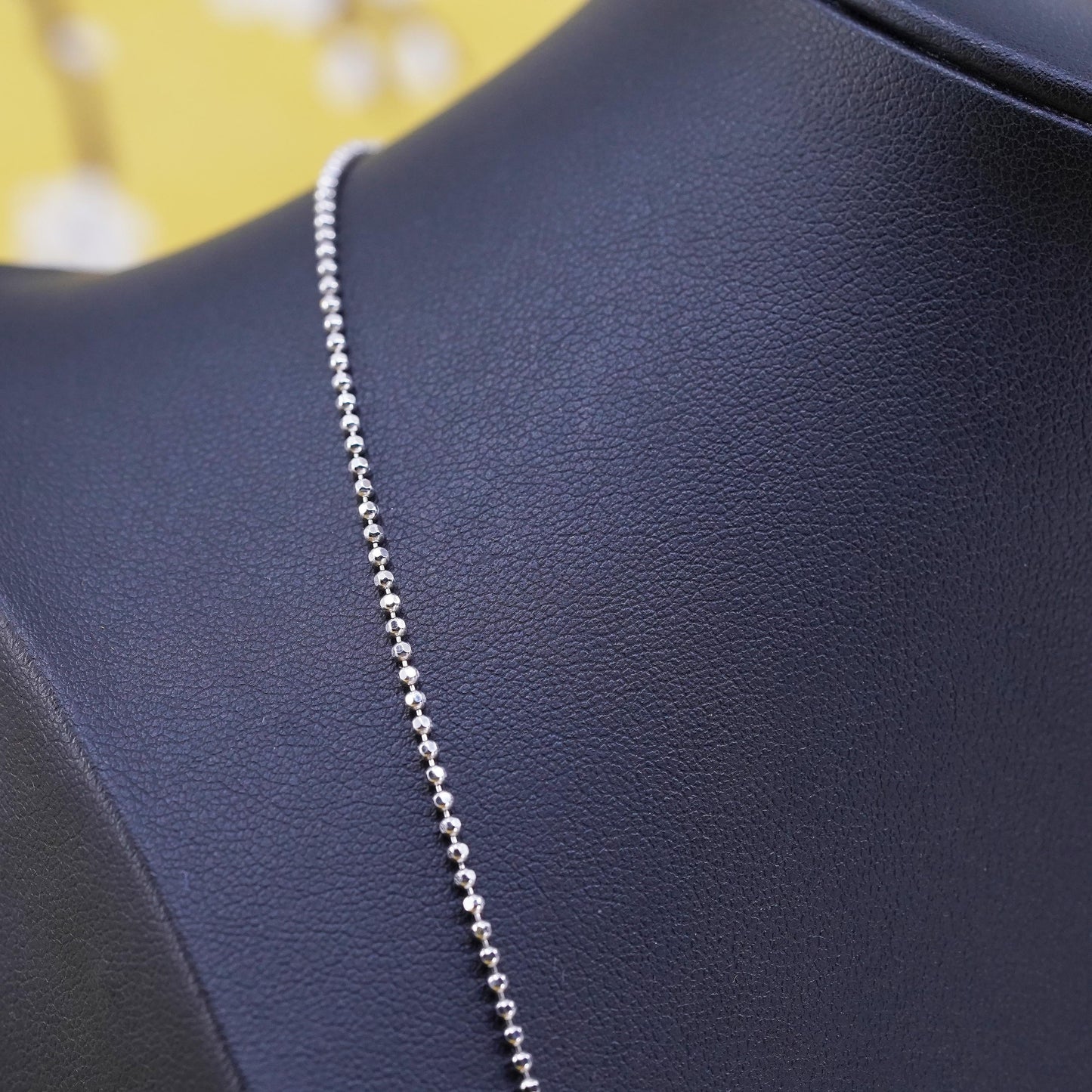 20" 1mm, vintage Sterling silver beads necklace, Italy 925 silver chain