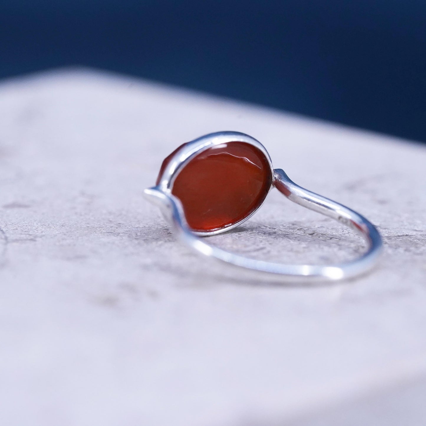 Size 5, vintage Sterling Silver 925 Red Carnelian handmade Ring