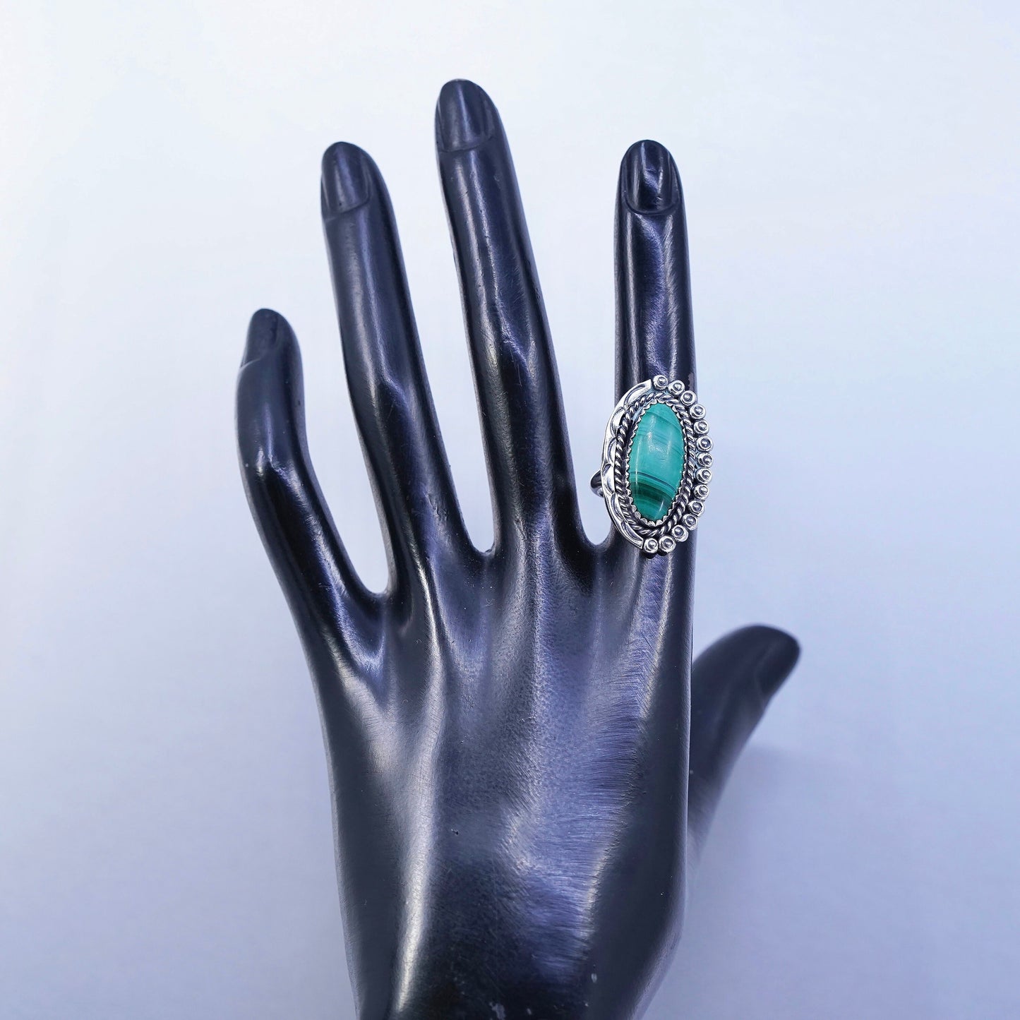Size 5.75, Native American navajo Sterling 925 silver handmade ring malachite