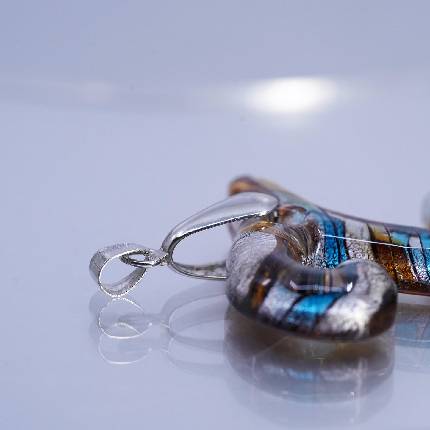Vintage Dichroic Glass letter L pendant with 18K GF bail