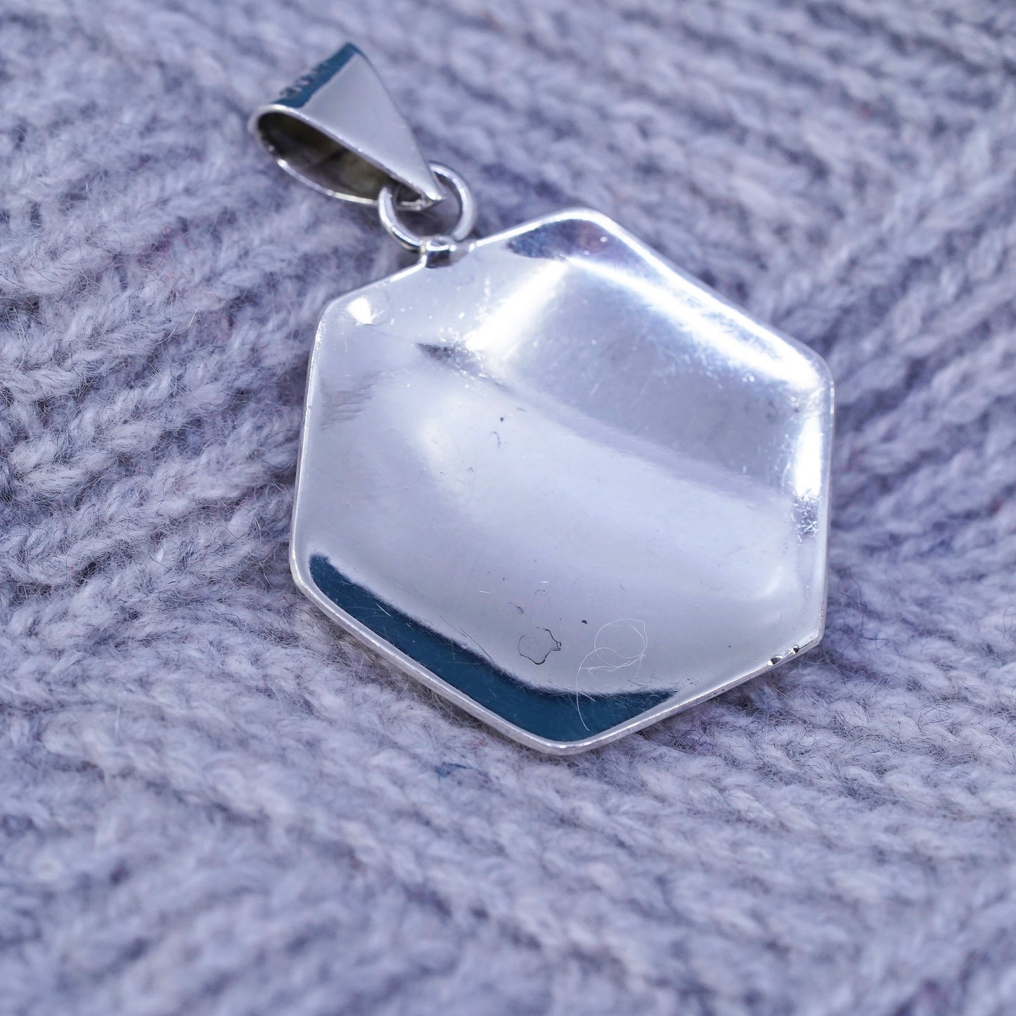 Mexican Sterling silver pendant, 925 hexagon lapis lazuli malachite carnelian