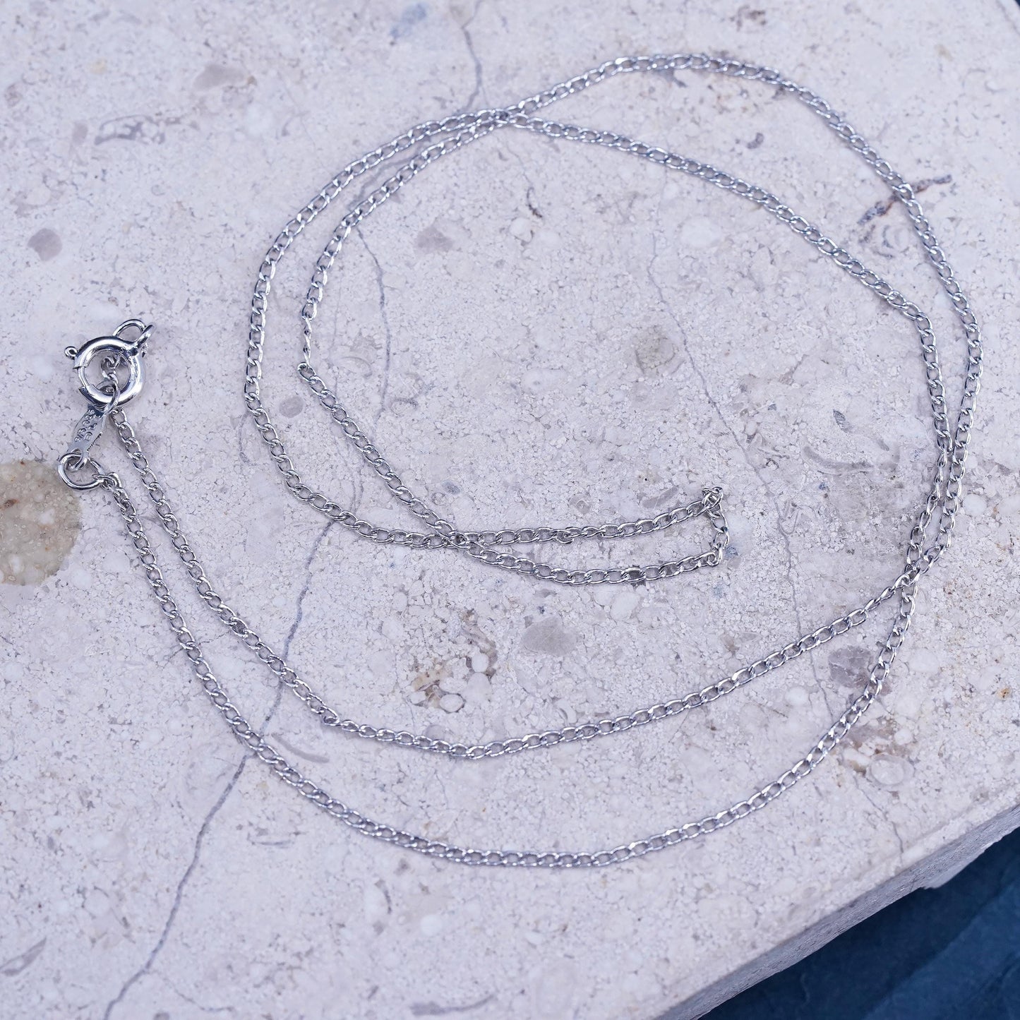 18”, 1mm, vintage Italy Sterling silver necklace, 925 curb chain