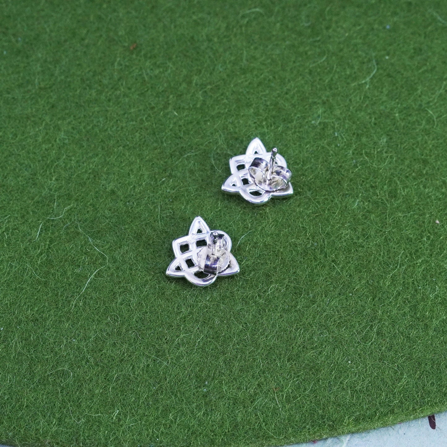 Vintage Sterling silver handmade earrings, irish 925 knot studs