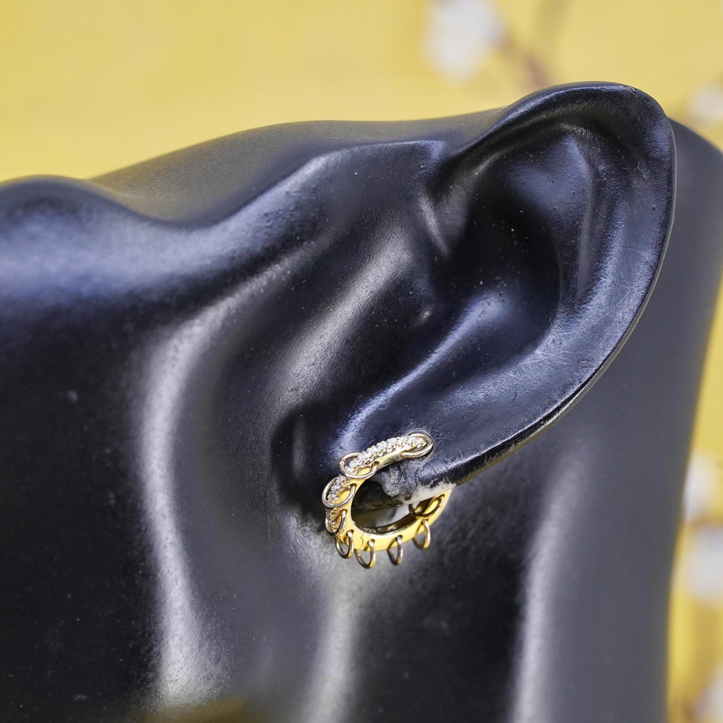 0.5", vermeil gold Sterling silver earrings, 925 huggie hoops cz small rings
