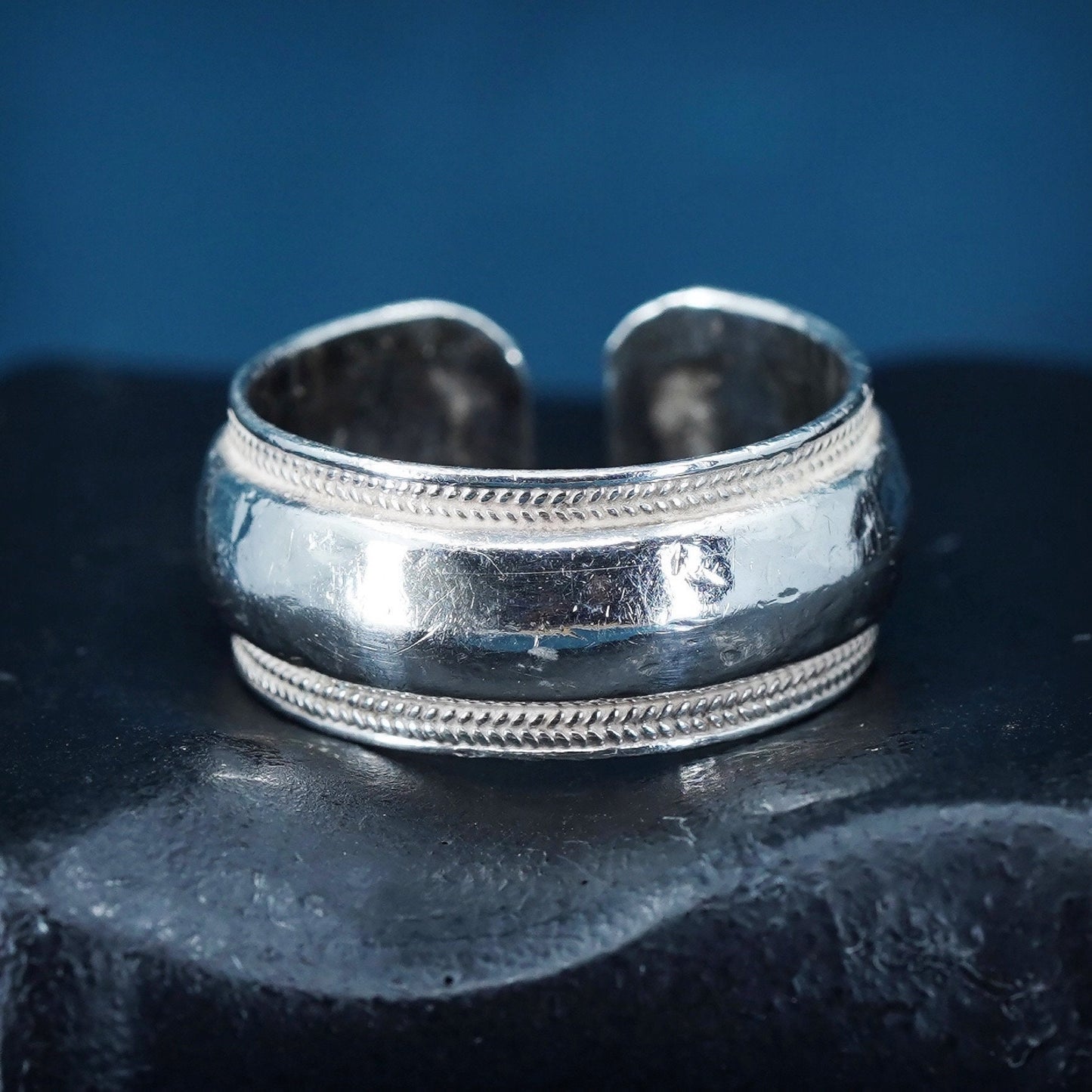 Size adjustable, vintage sterling silver handmade ring, 925 band