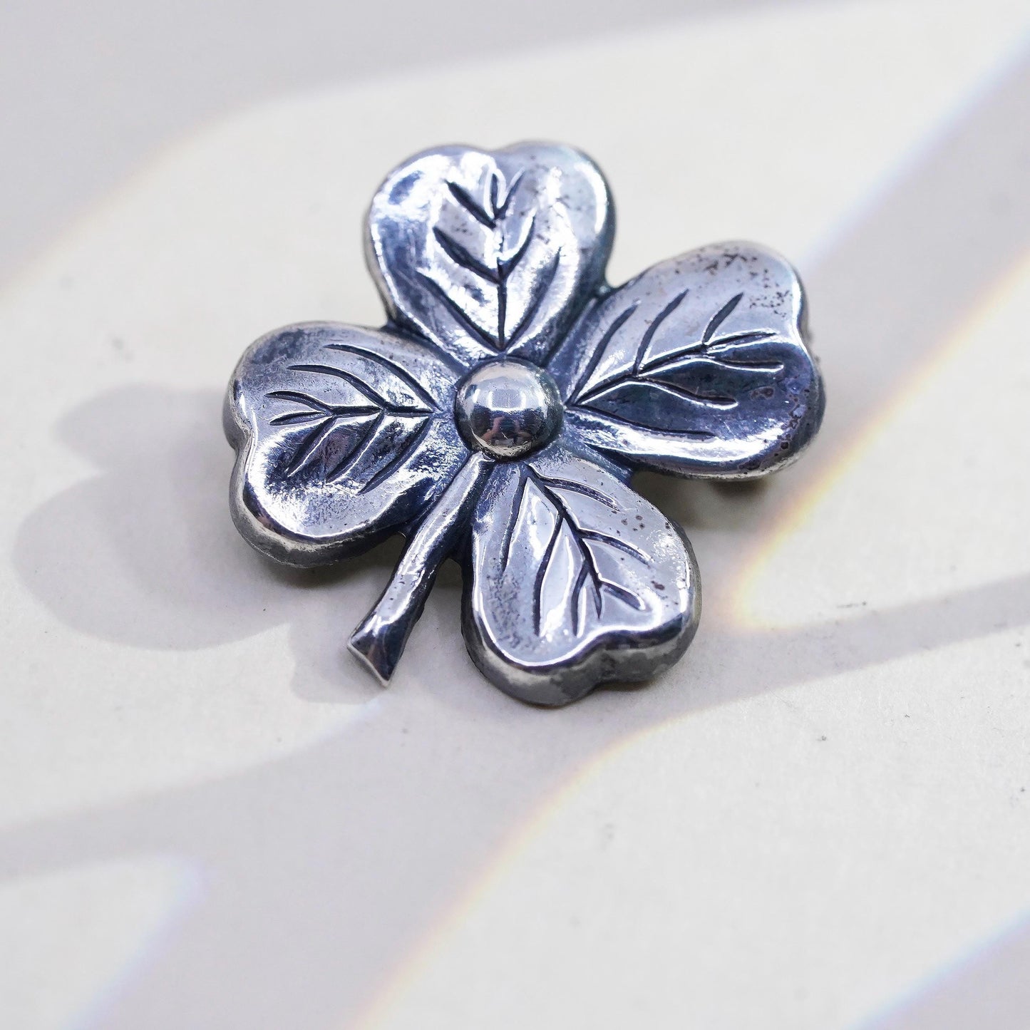Vintage Lang sterling silver dogwood flower brooch, fine 925 silver pin