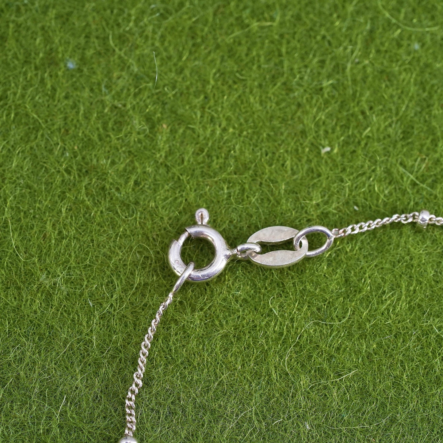 7.75”, 1mm, Vintage sterling silver bracelet, 925 twisted curb chain with beads