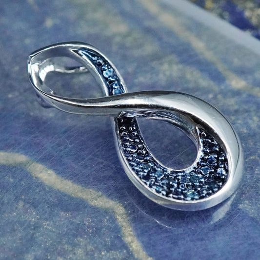 Vintage Sterling silver pendant, 925 infinity loop with genuine black diamond