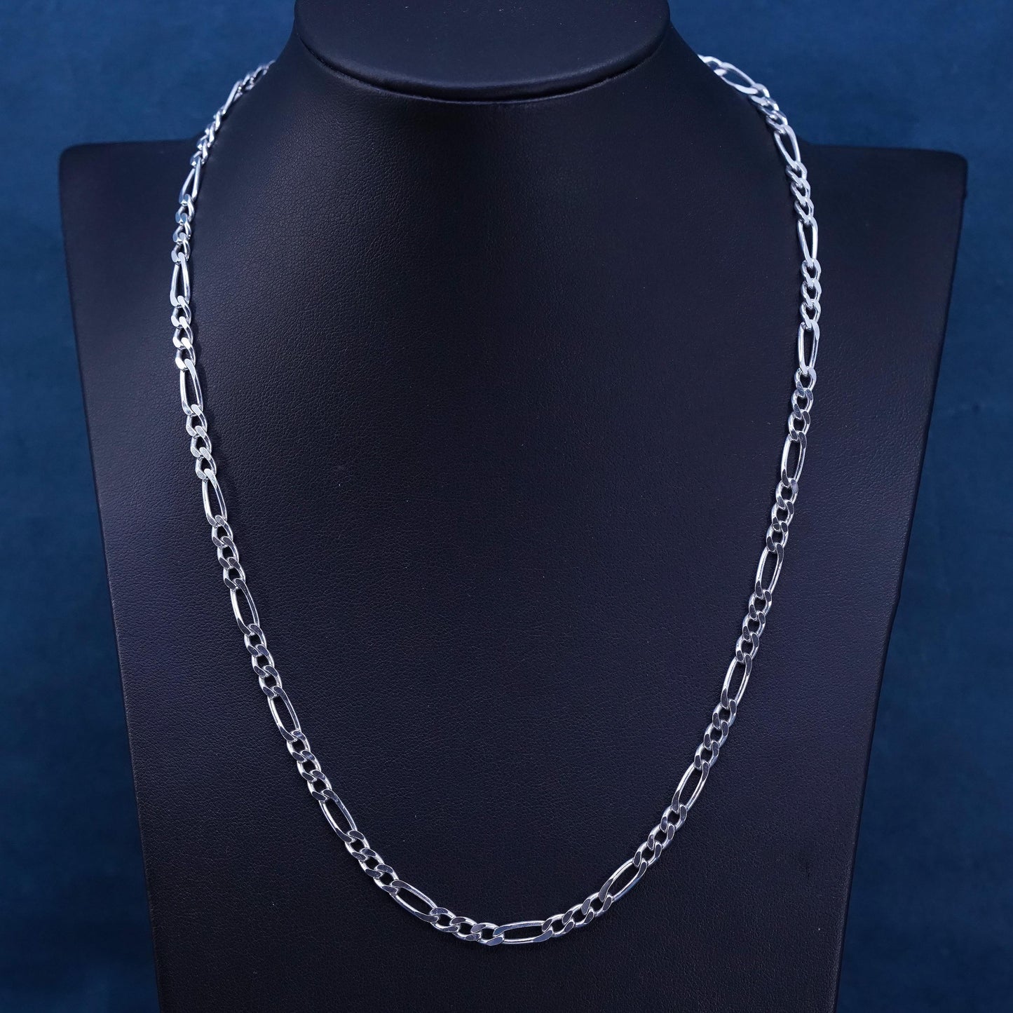 20”, 5mm, vintage Sterling silver handmade necklace, 925 Figaro link chain