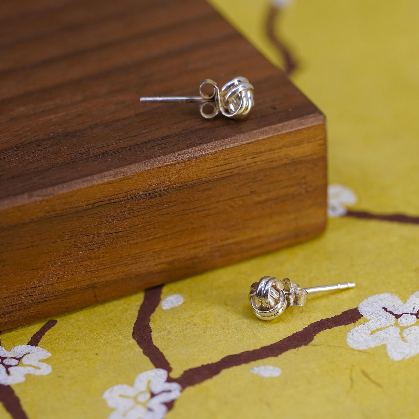 Vintage Sterling silver entwined beads studs, 925 earrings
