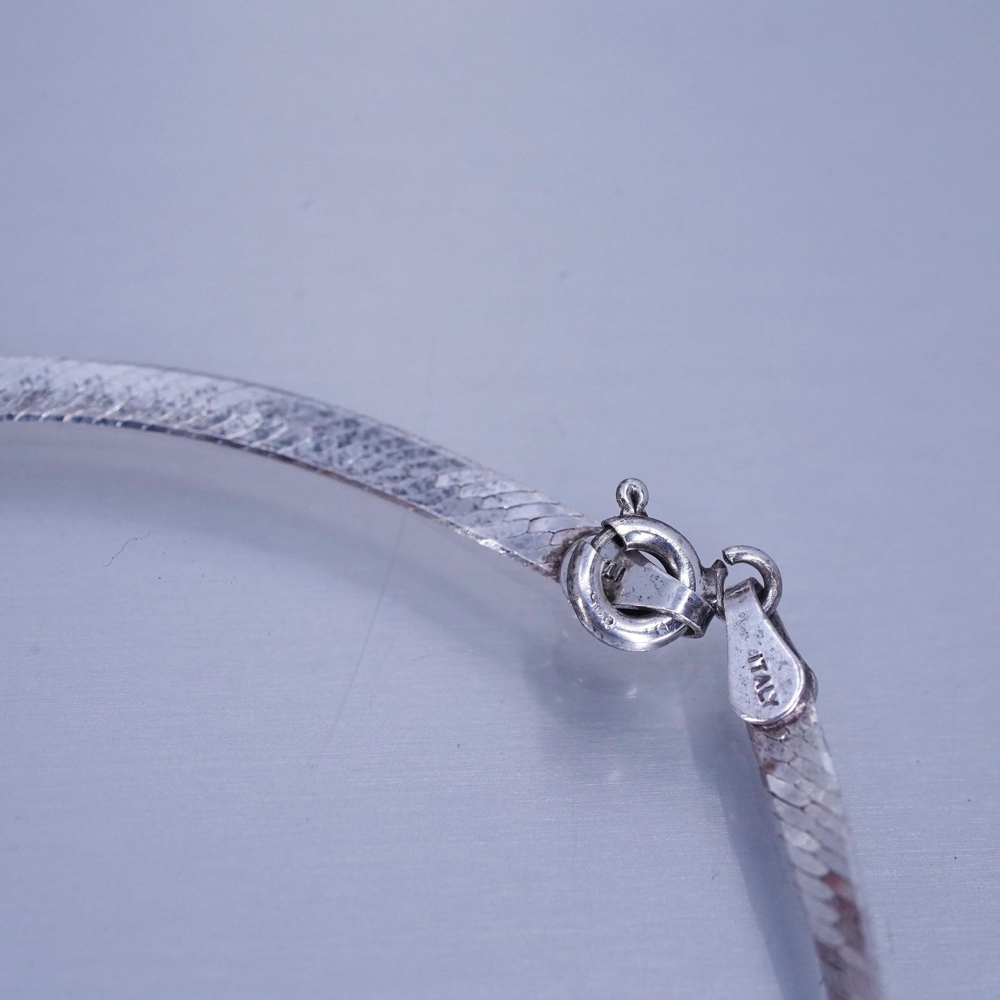 6.75”, 3mm, Vintage Italy Sterling 925 silver bracelet, herringbone