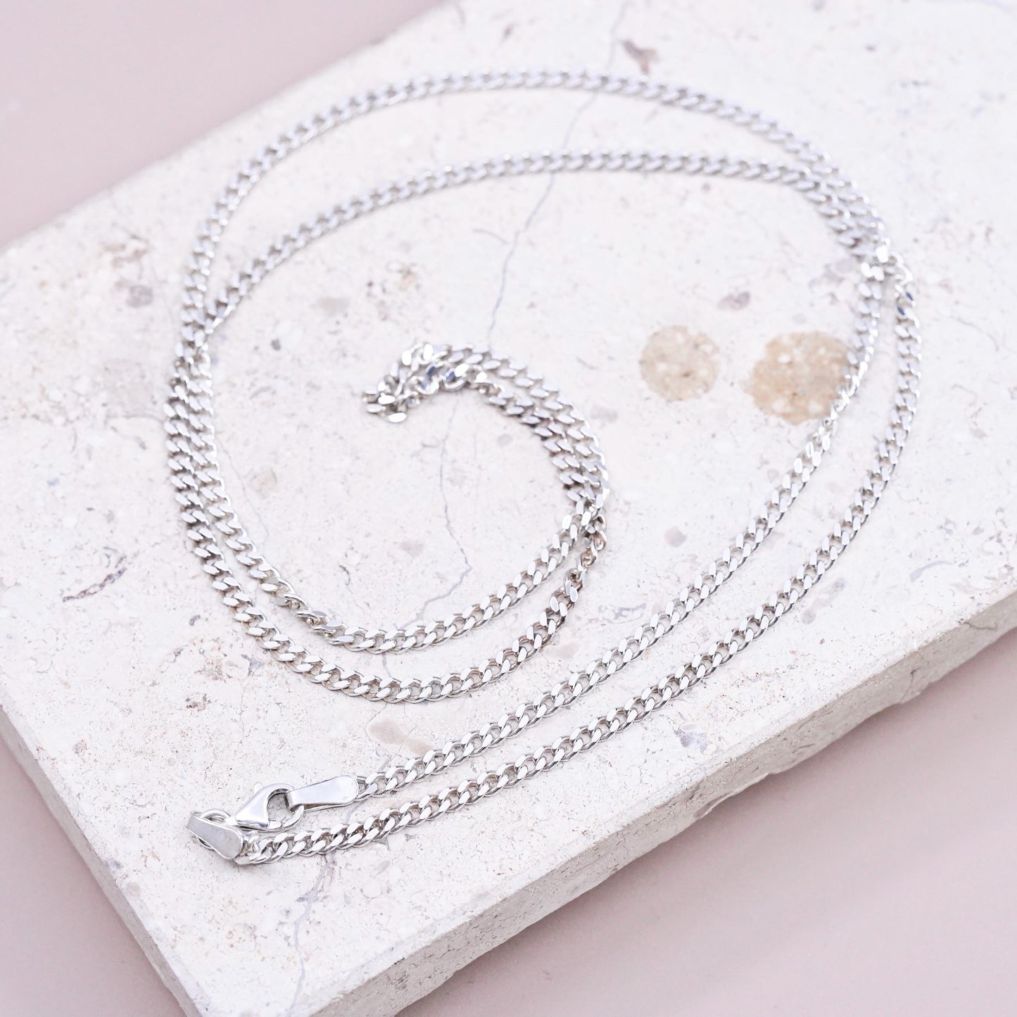26", 3mm, vintage Sterling silver handmade necklace, 925 curb chain