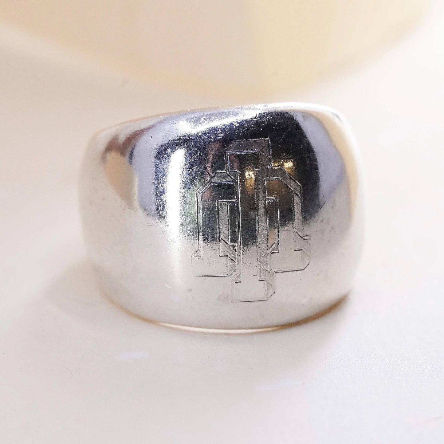 Size 7.25, sterling silver ring, 925 mens band engraved IU Indiana university