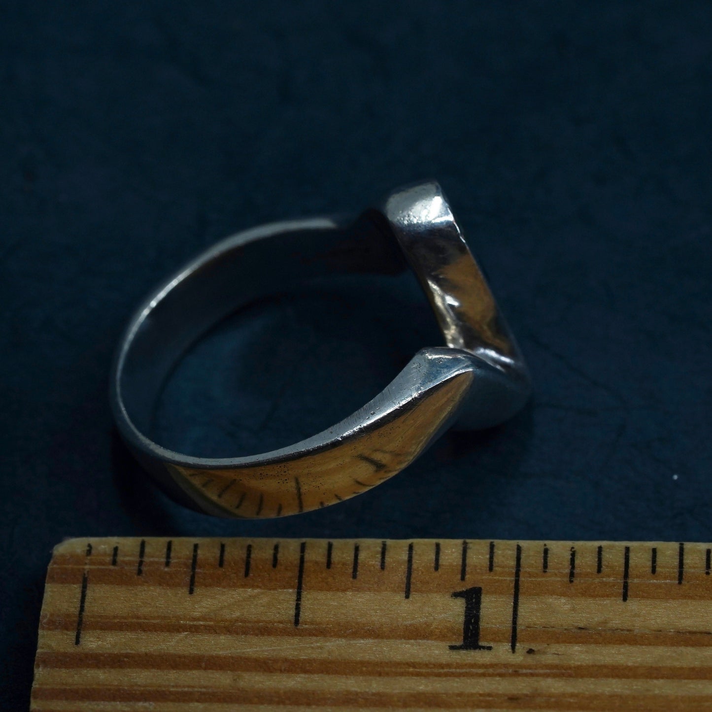Size 8.5, Mexican Sterling silver 925 handmade wrap ring with turquoise onyx