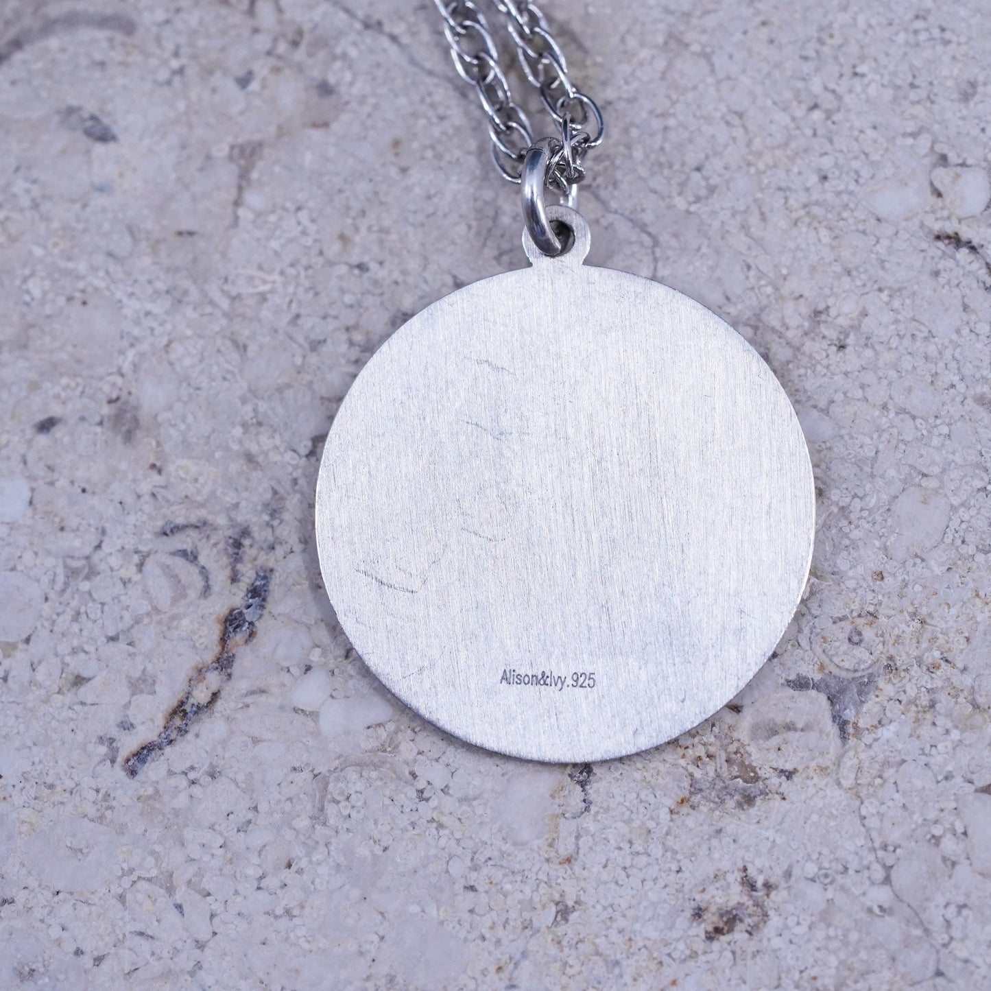 18", vintage Sterling silver necklace, 925 Singapore rope chain tag letter G