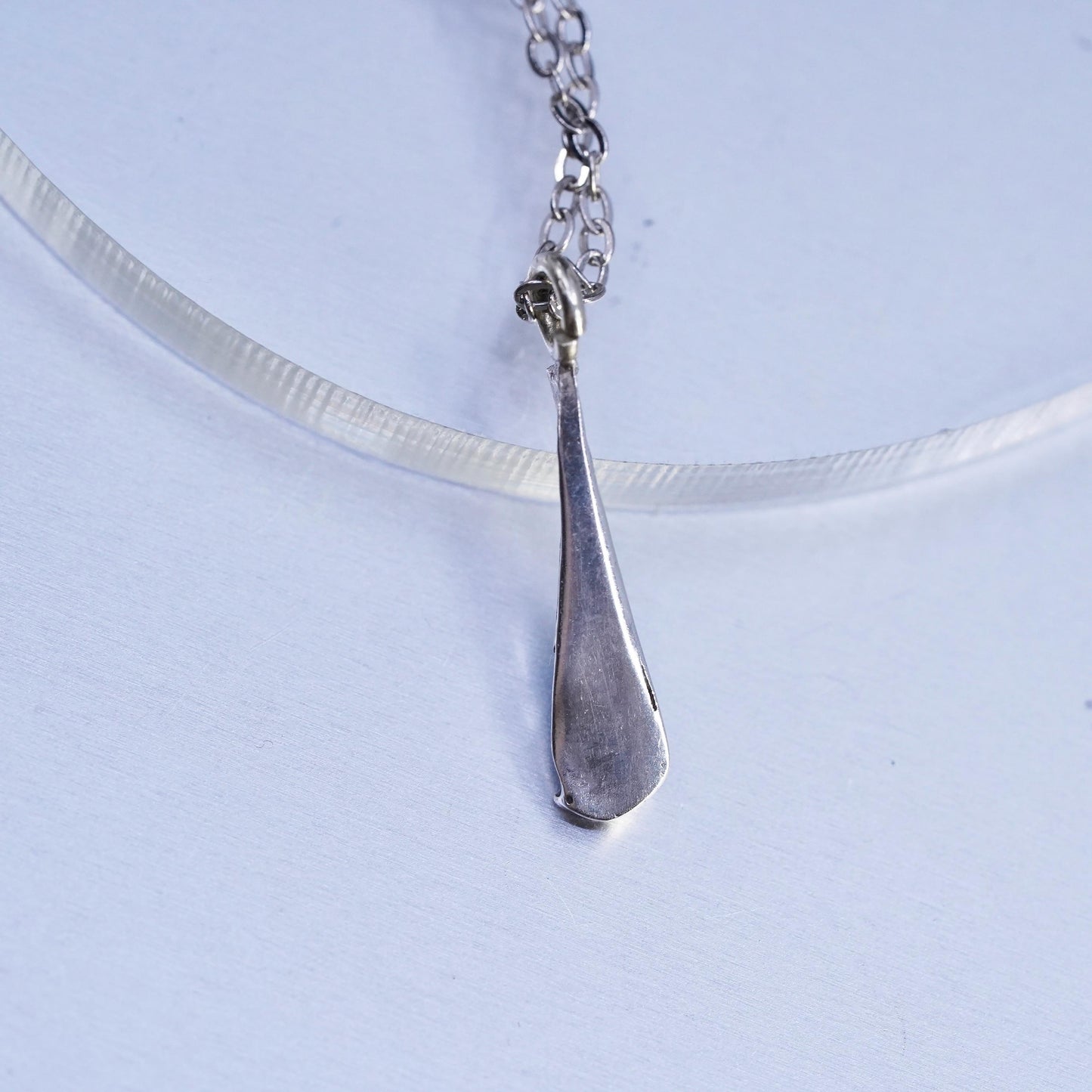 18", Sterling 925 silver circle necklace with turquoise teardrop pendant
