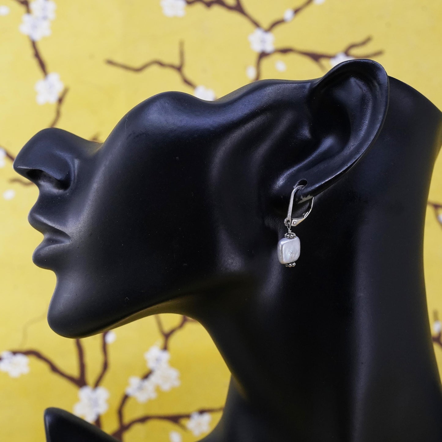 Vintage Sterling 925 silver handmade earrings pearl drops