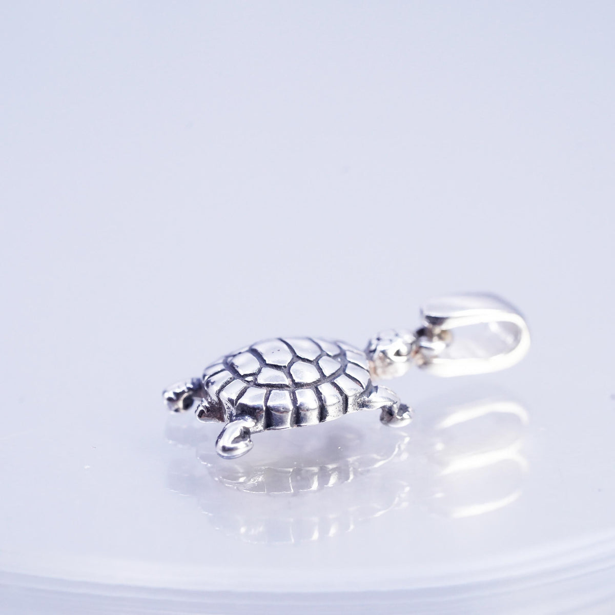 Vintage Sterling silver handmade simple 925 turtle charm pendant