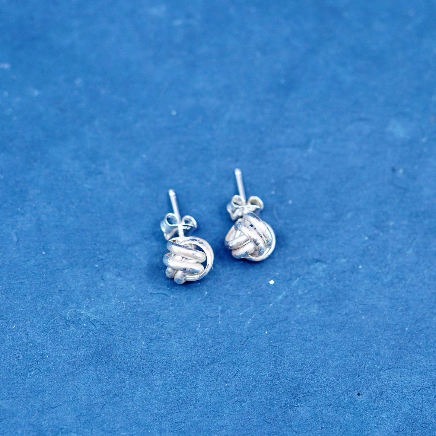 Vintage Sterling silver handmade earrings, 925 entwined studs