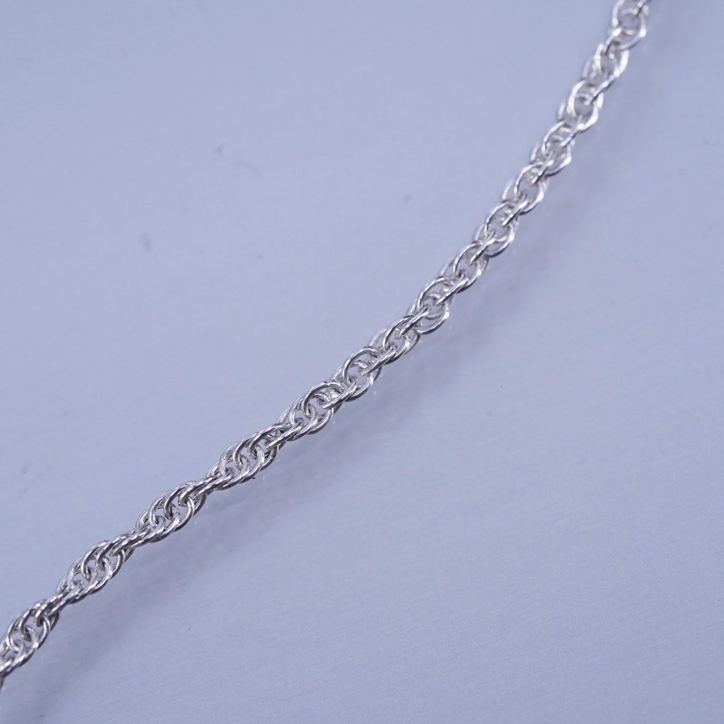 17” 2mm, vintage Italian Sterling 925 silver Singapore rope chain necklace