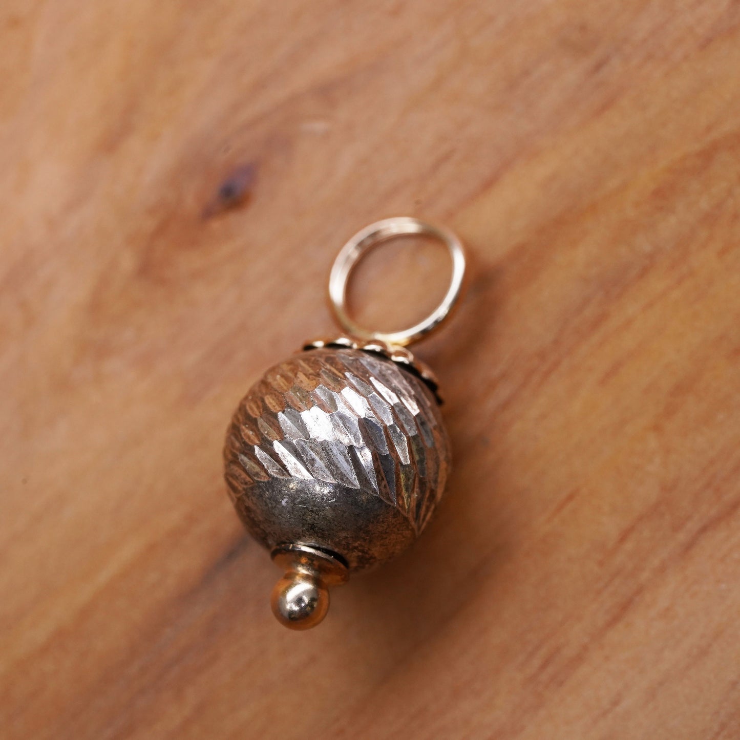 Vintage two tone Sterling silver handmade pendant, 925 silver charm
