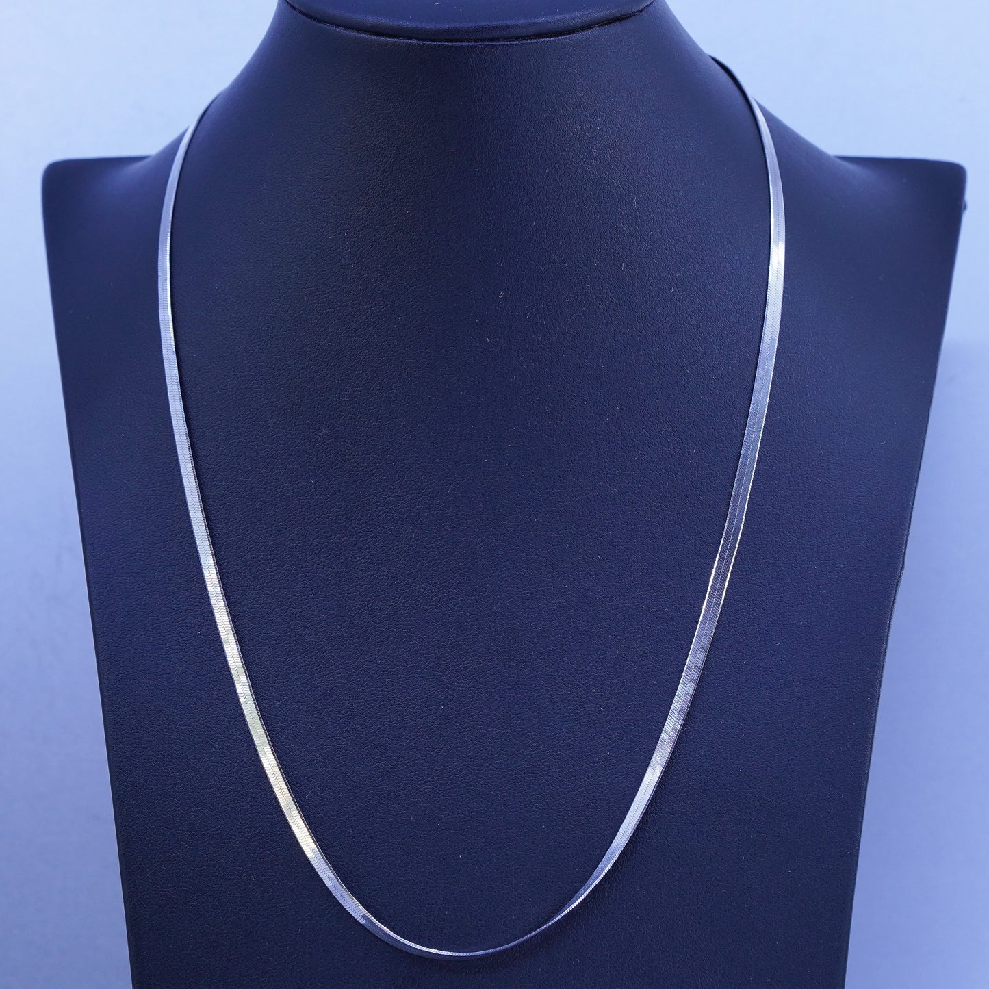 20” 3mm, vintage Italy Sterling 925 silver herringbone chain necklace