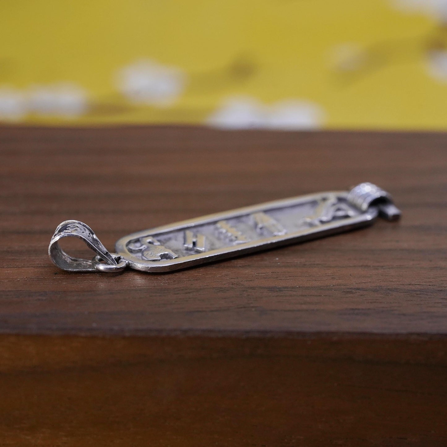 VTG Sterling silver handmade pendant, oxidized Egyptian 925 silver eagle charm